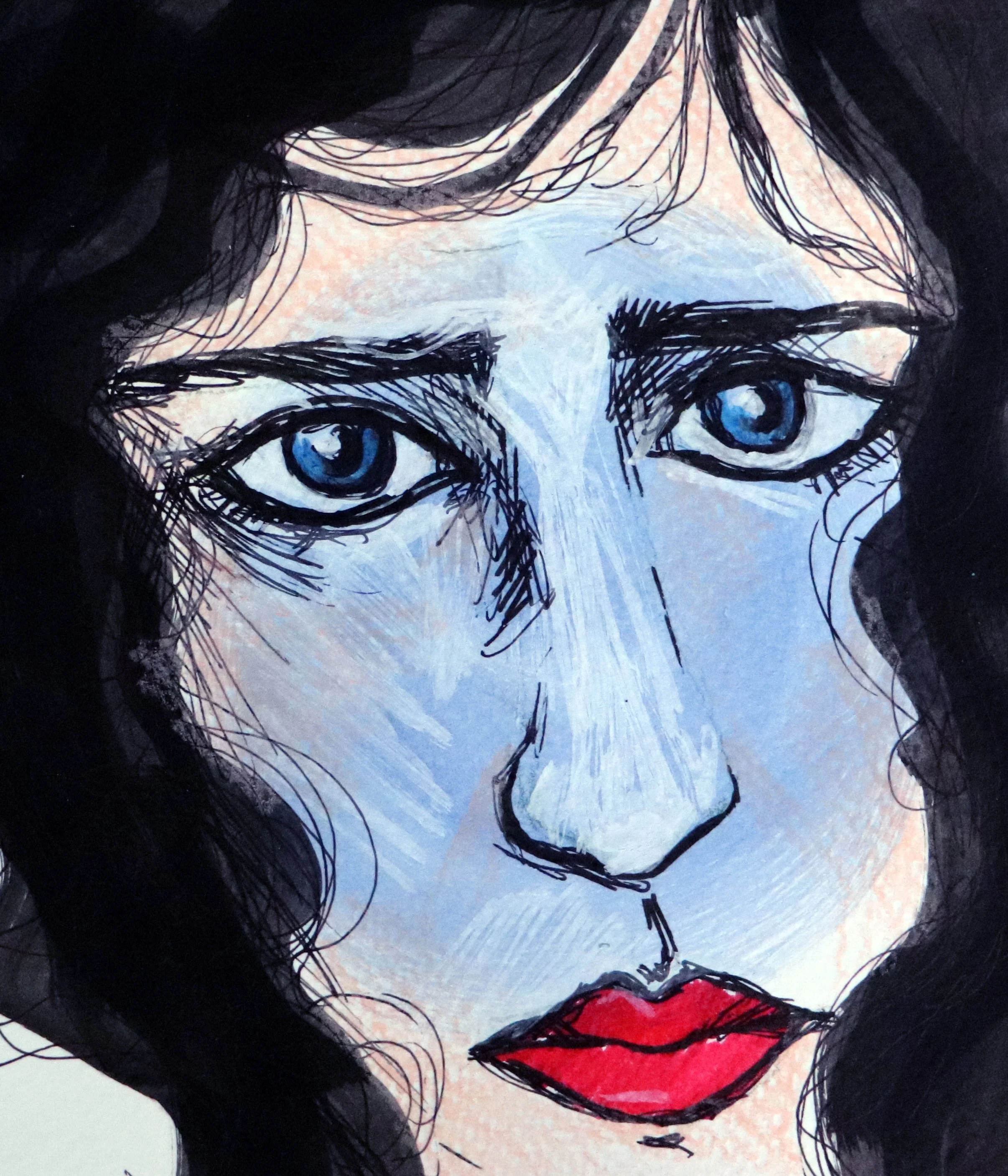 A blend of bold ink outlines, layered markers, and textured colored pencil that creates a rich, tactile surface.