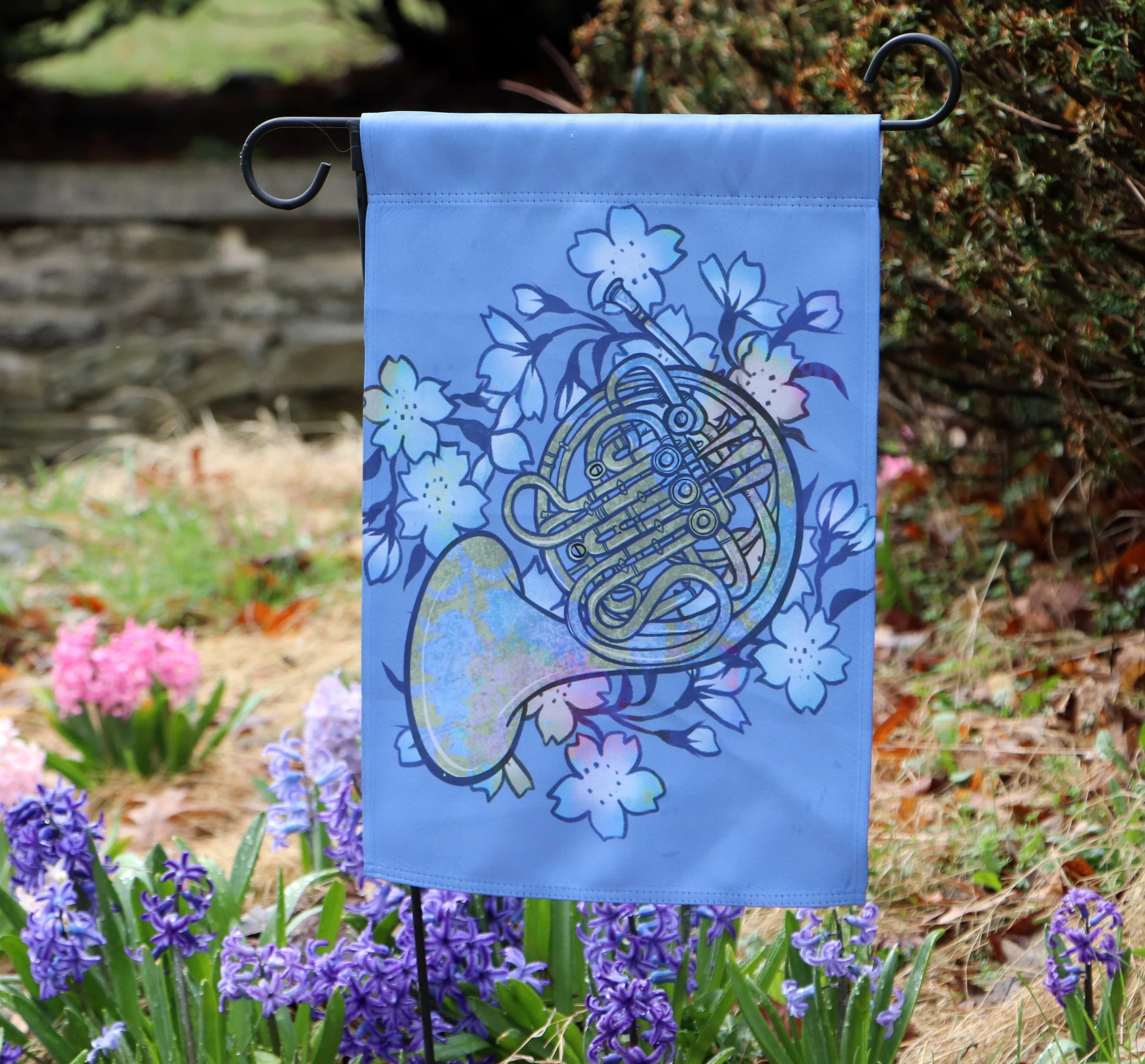 Blue French Horn Flag 