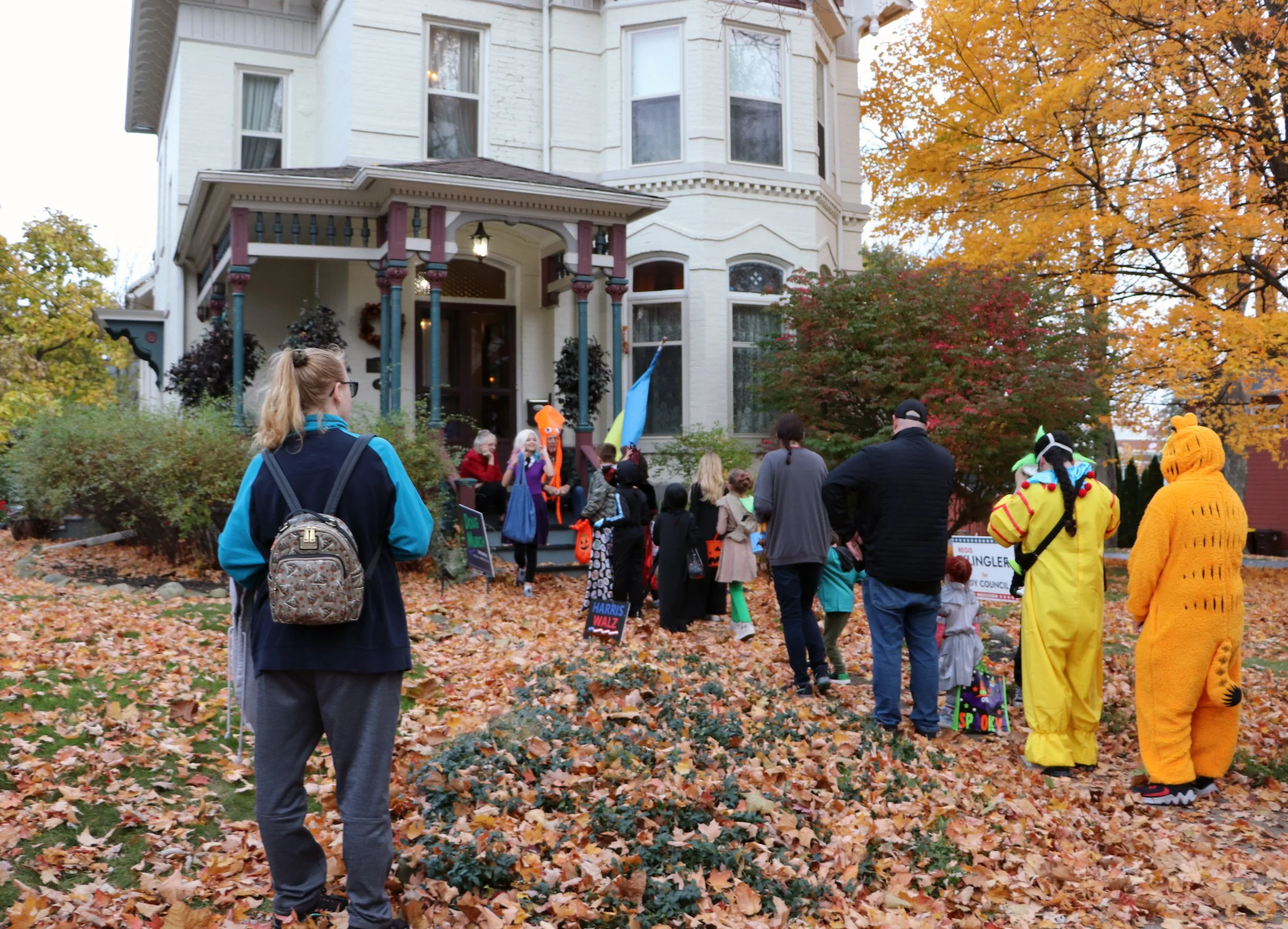 Halloween trick or treat line