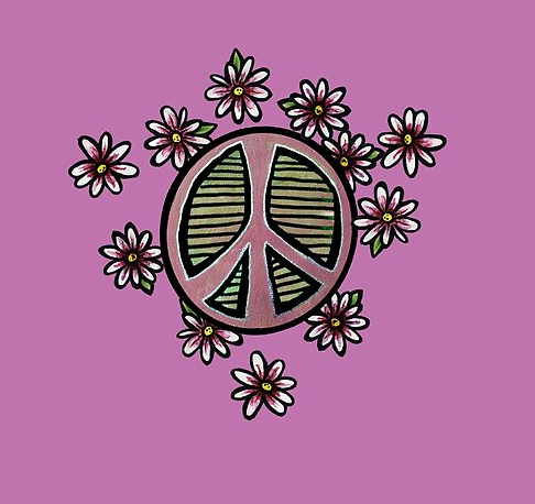 Purple Peace Sign with Daisies