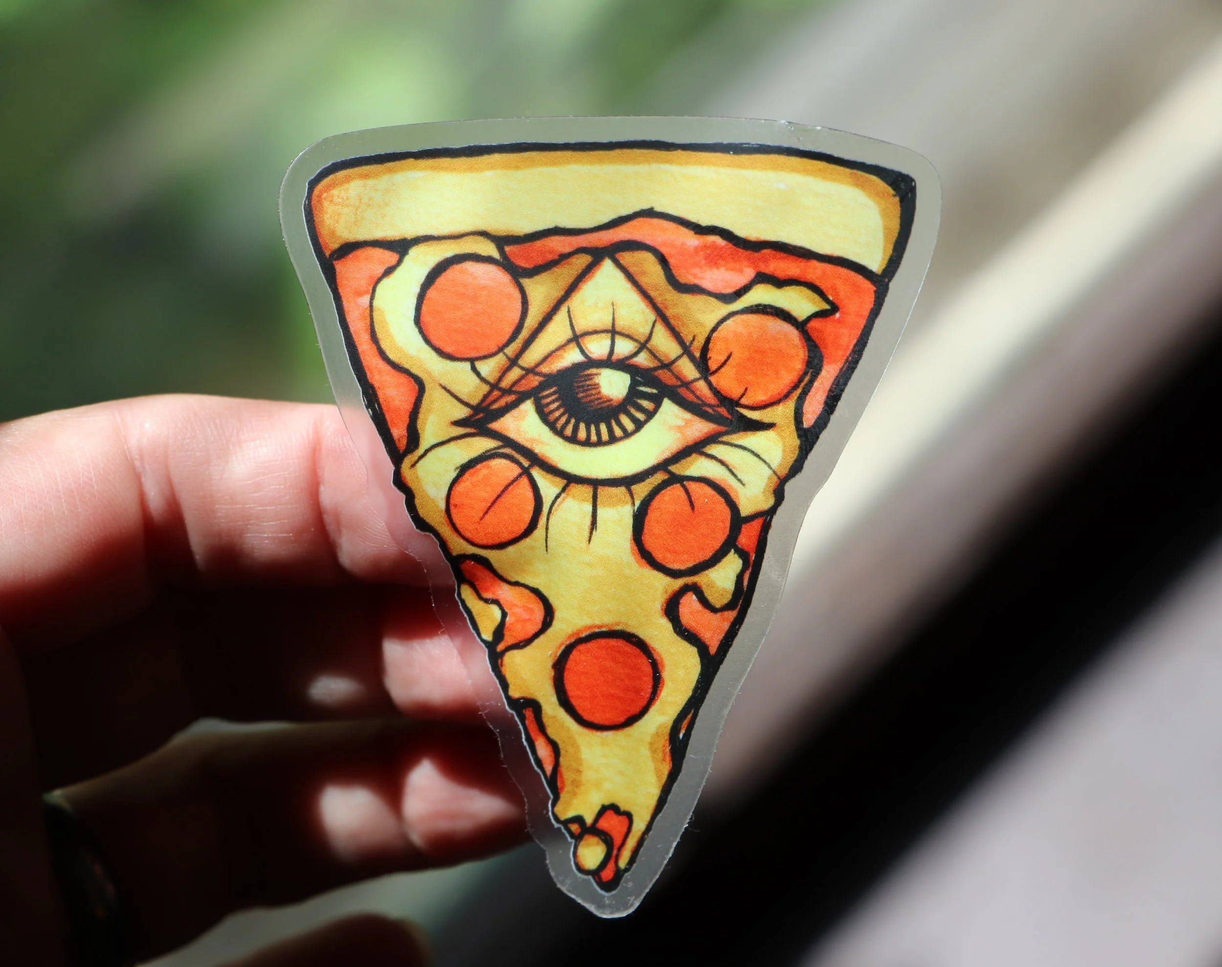 All seeing Eye pizza sticker