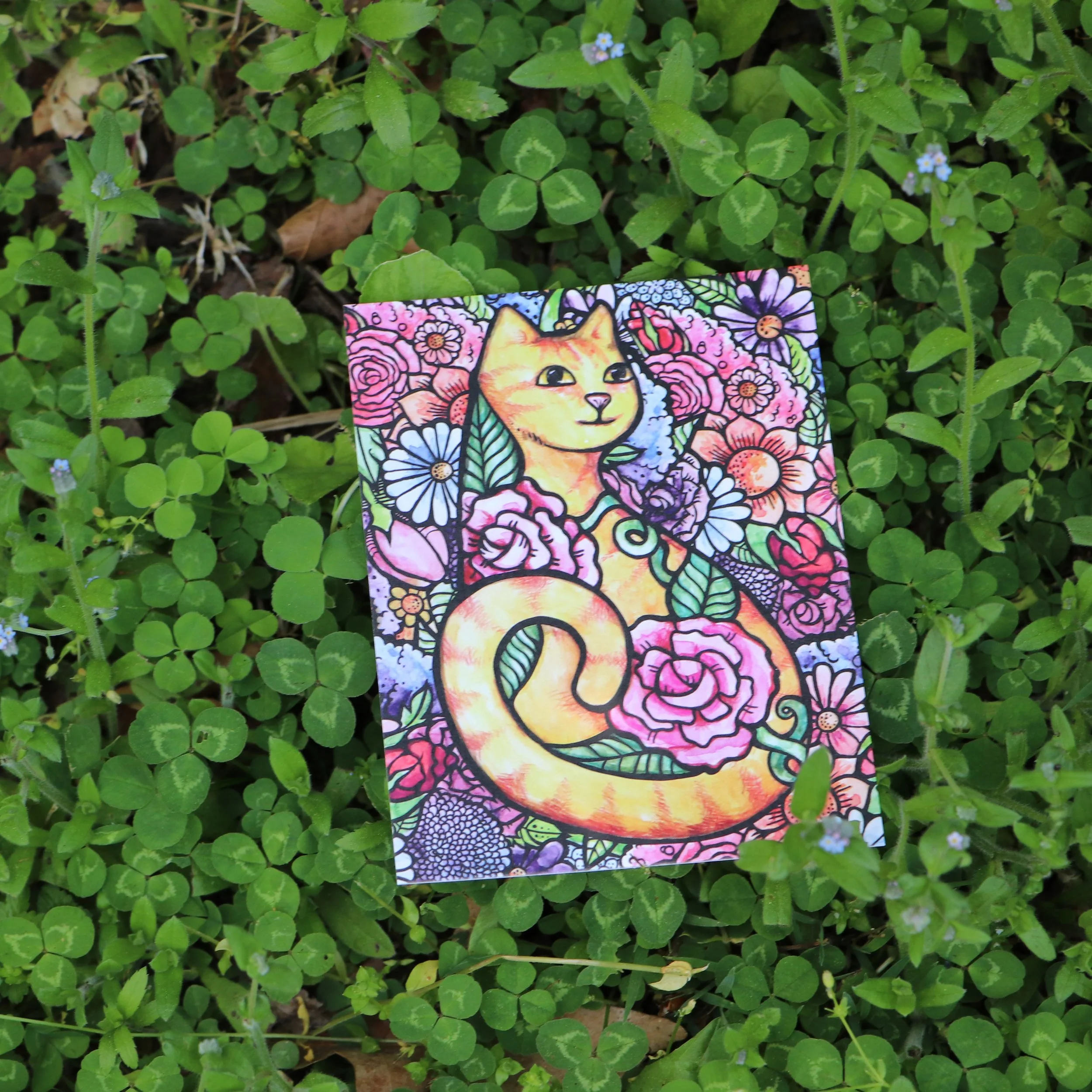 flower cat card