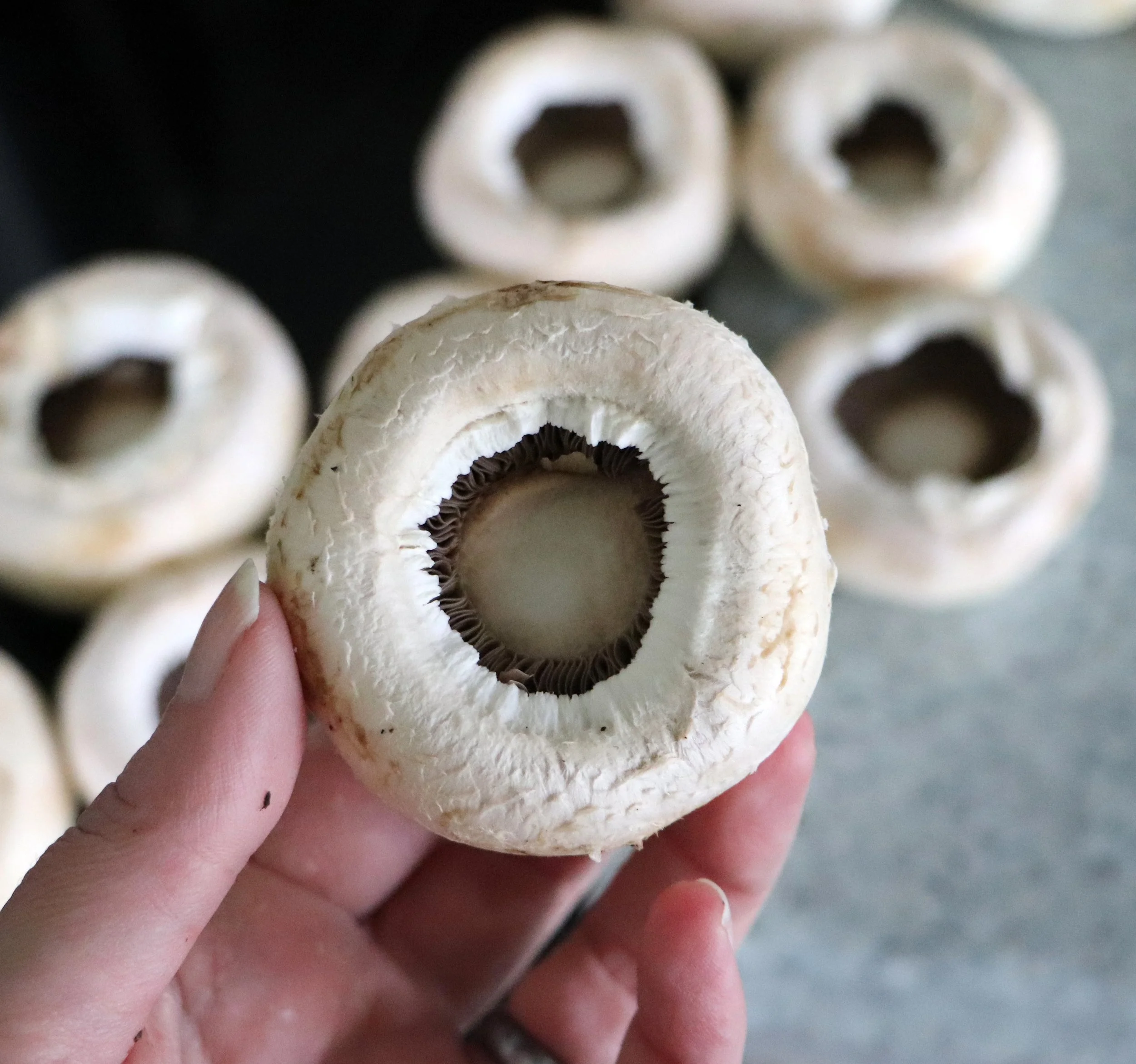 Button Mushrooms ready for cooking