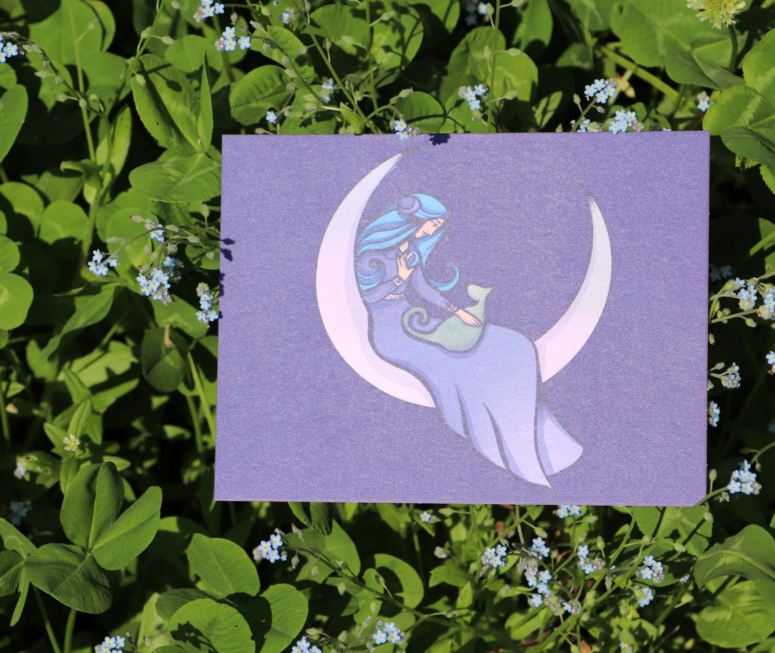 purple moon goddess of cats cards