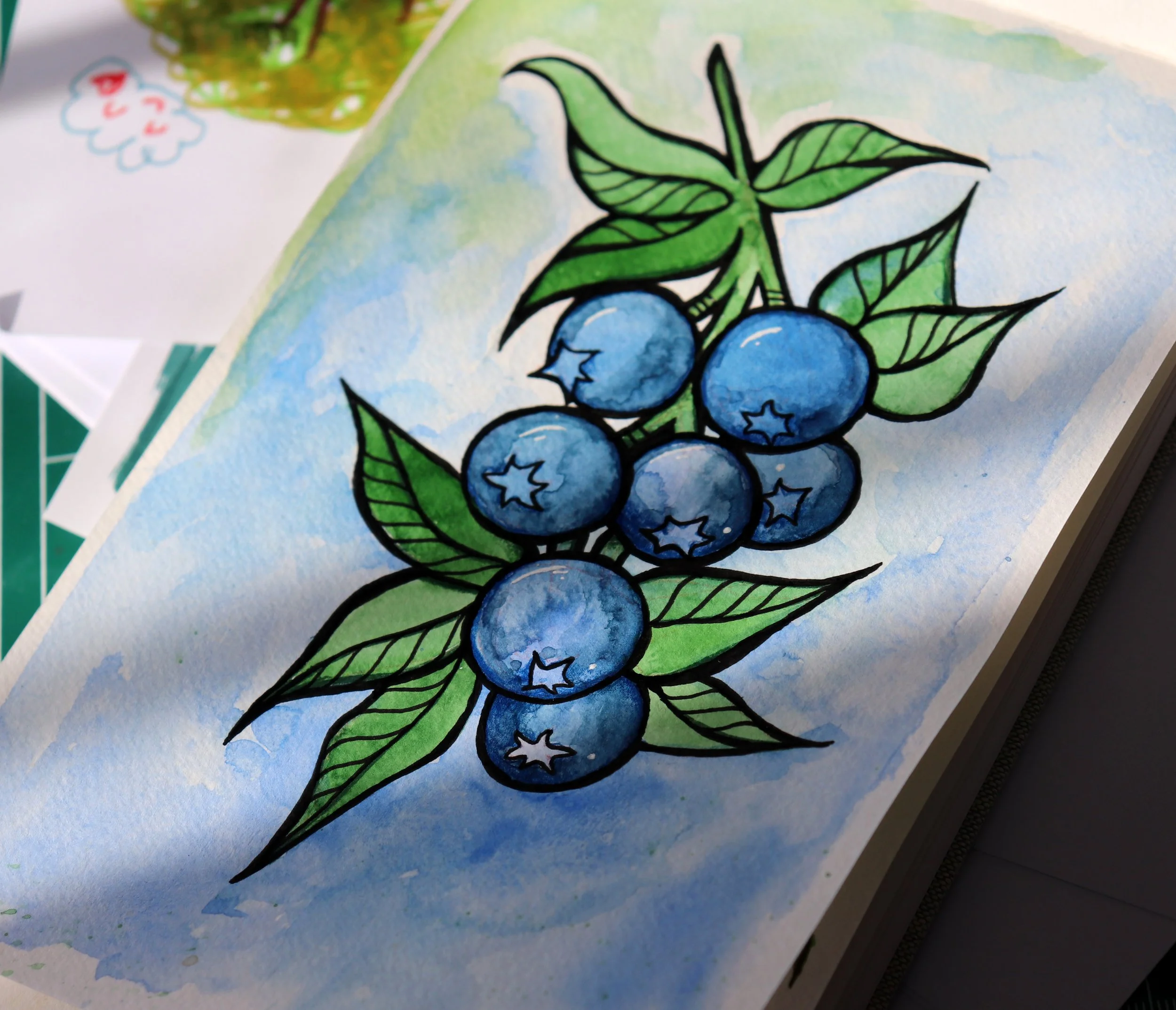 Blueberries watercolor art