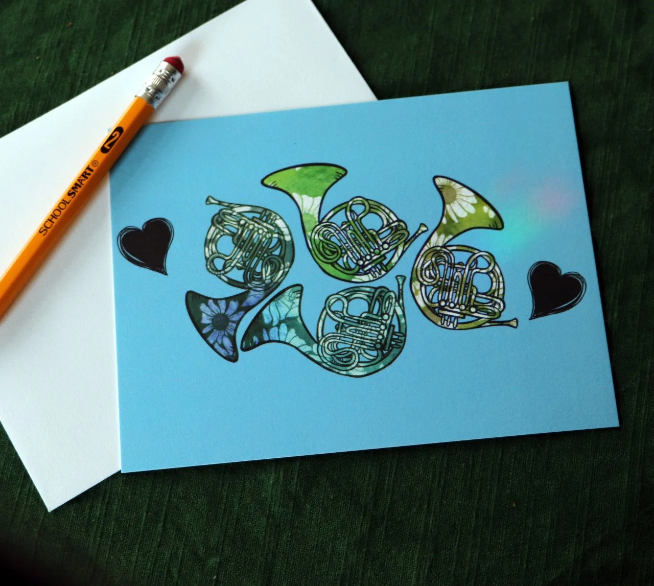 french horn postcards "The French horn, a majestic vessel, carries melodies that touch the depths of the soul."