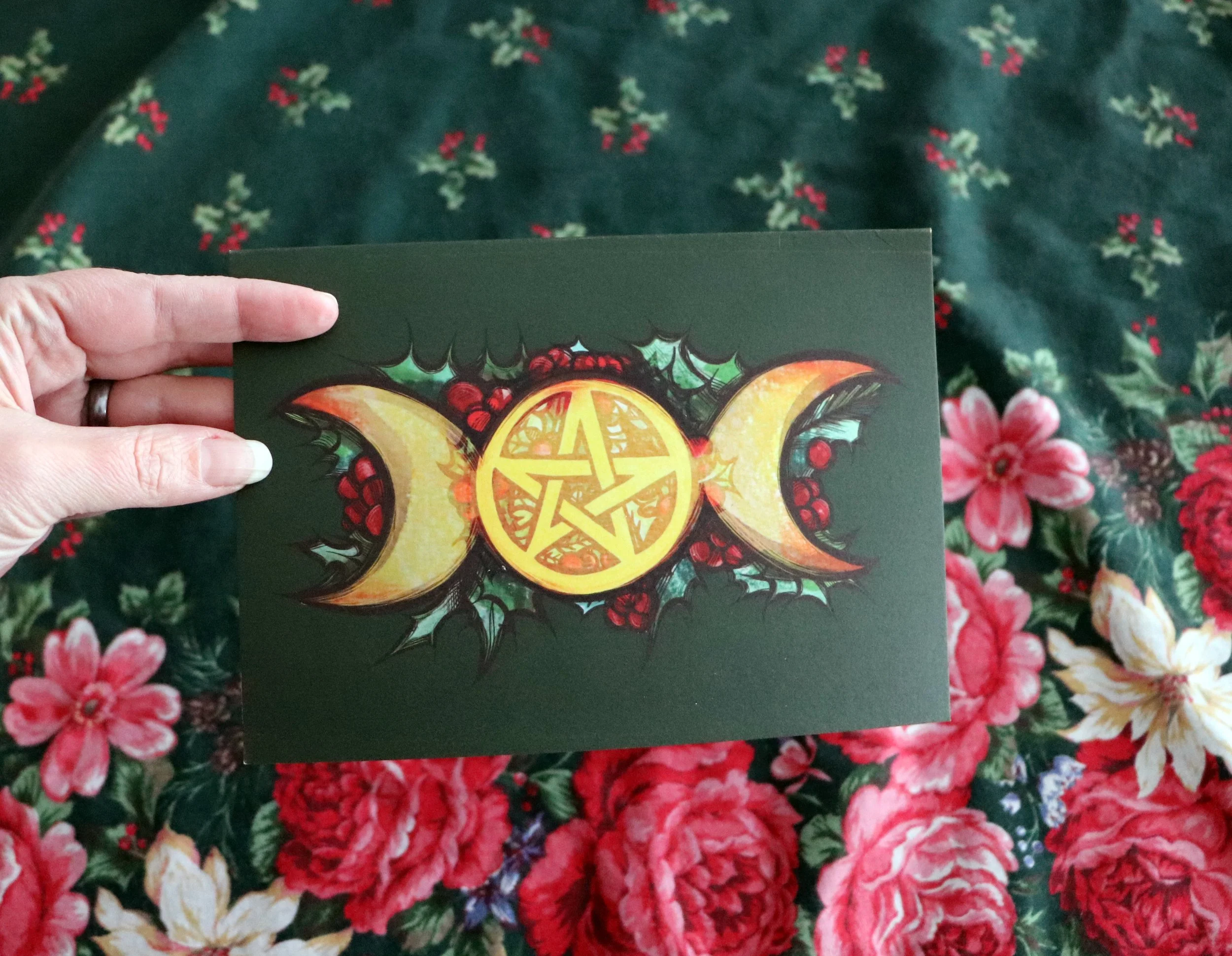 Triple Moon Symbol Yule Cards Pagan Yule Card