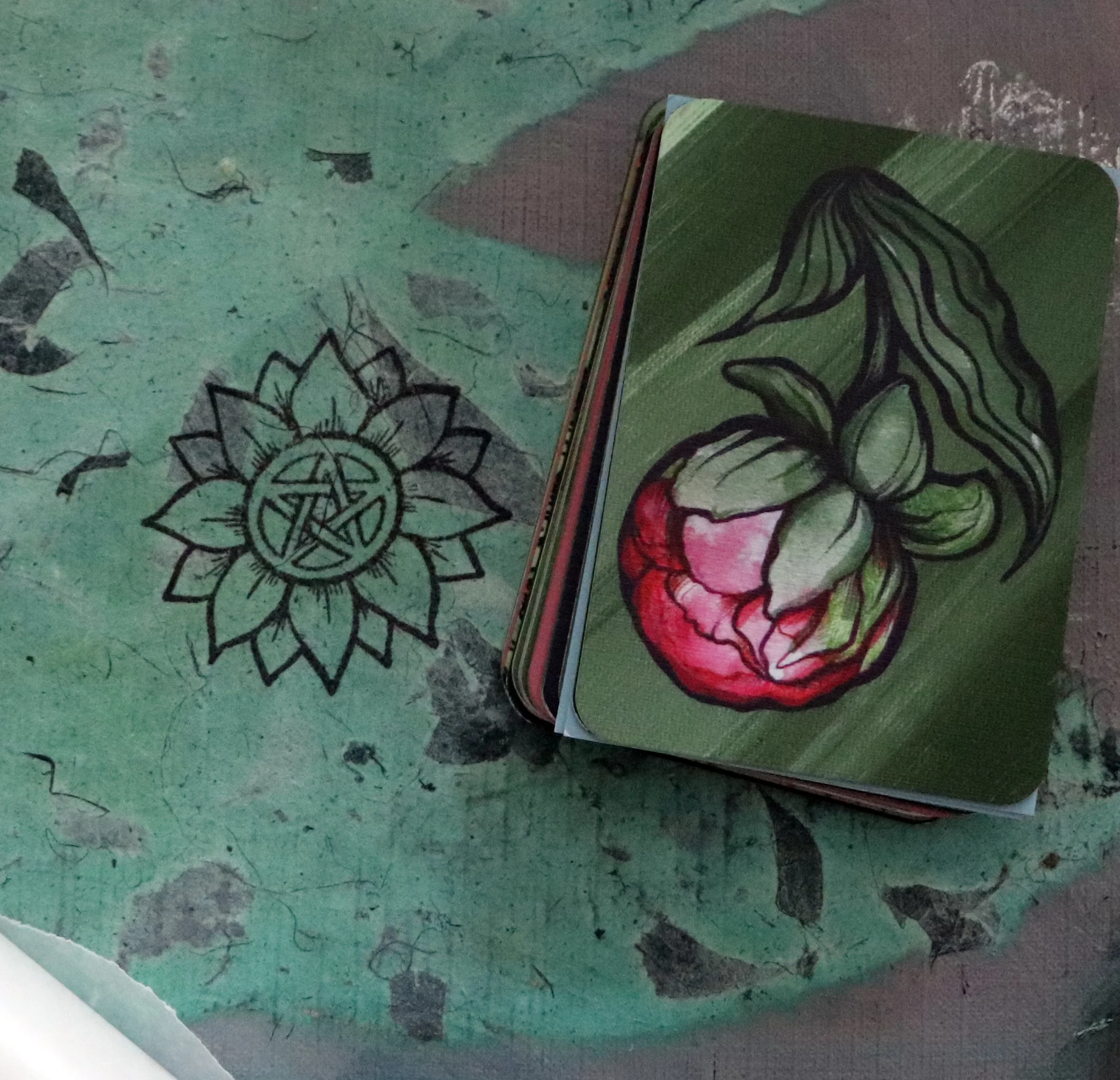 Peony Card and pentacle Stamp
