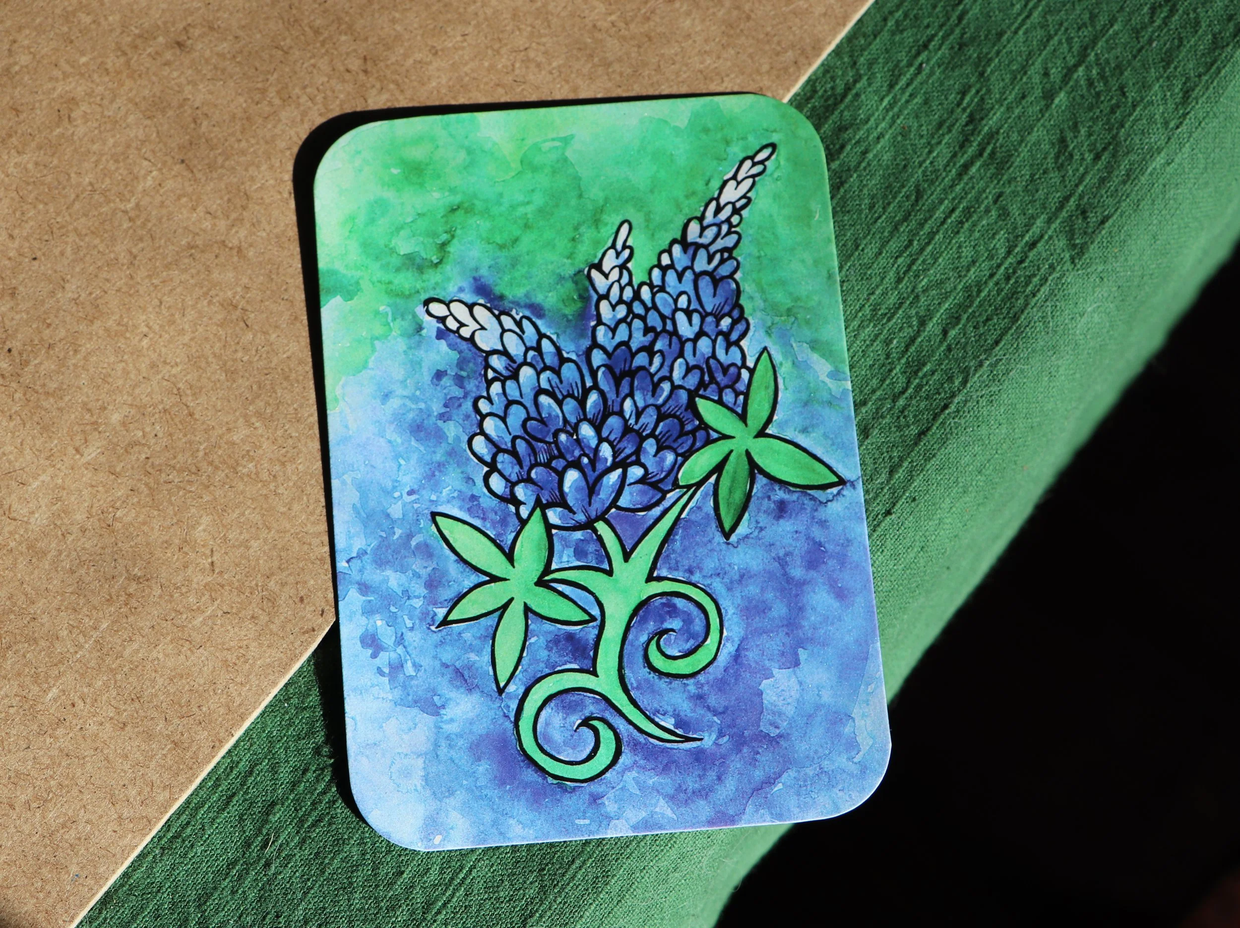 Texas bluebonnets ATC ACEO