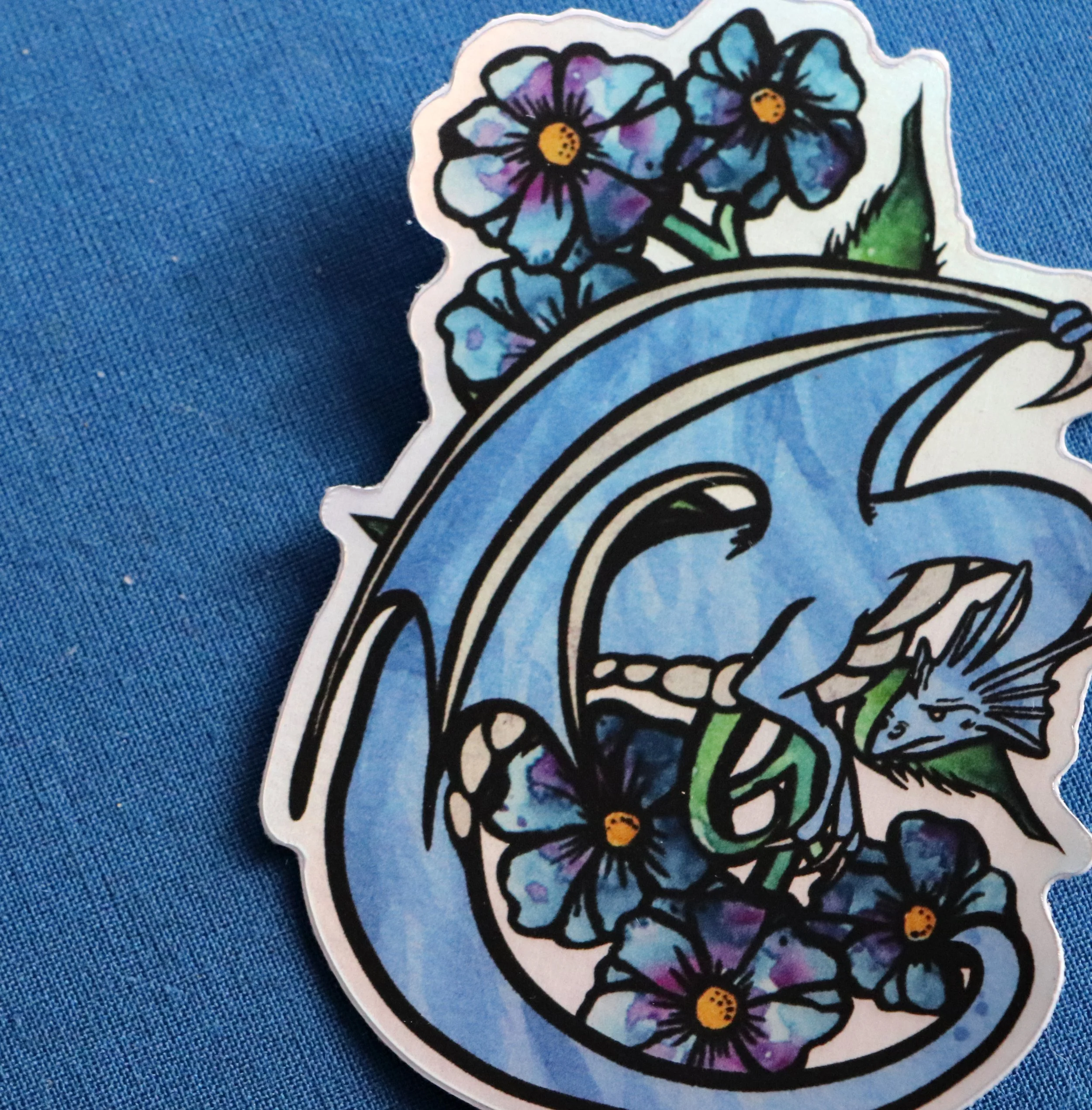 Blue Metallic Dragon Sticker