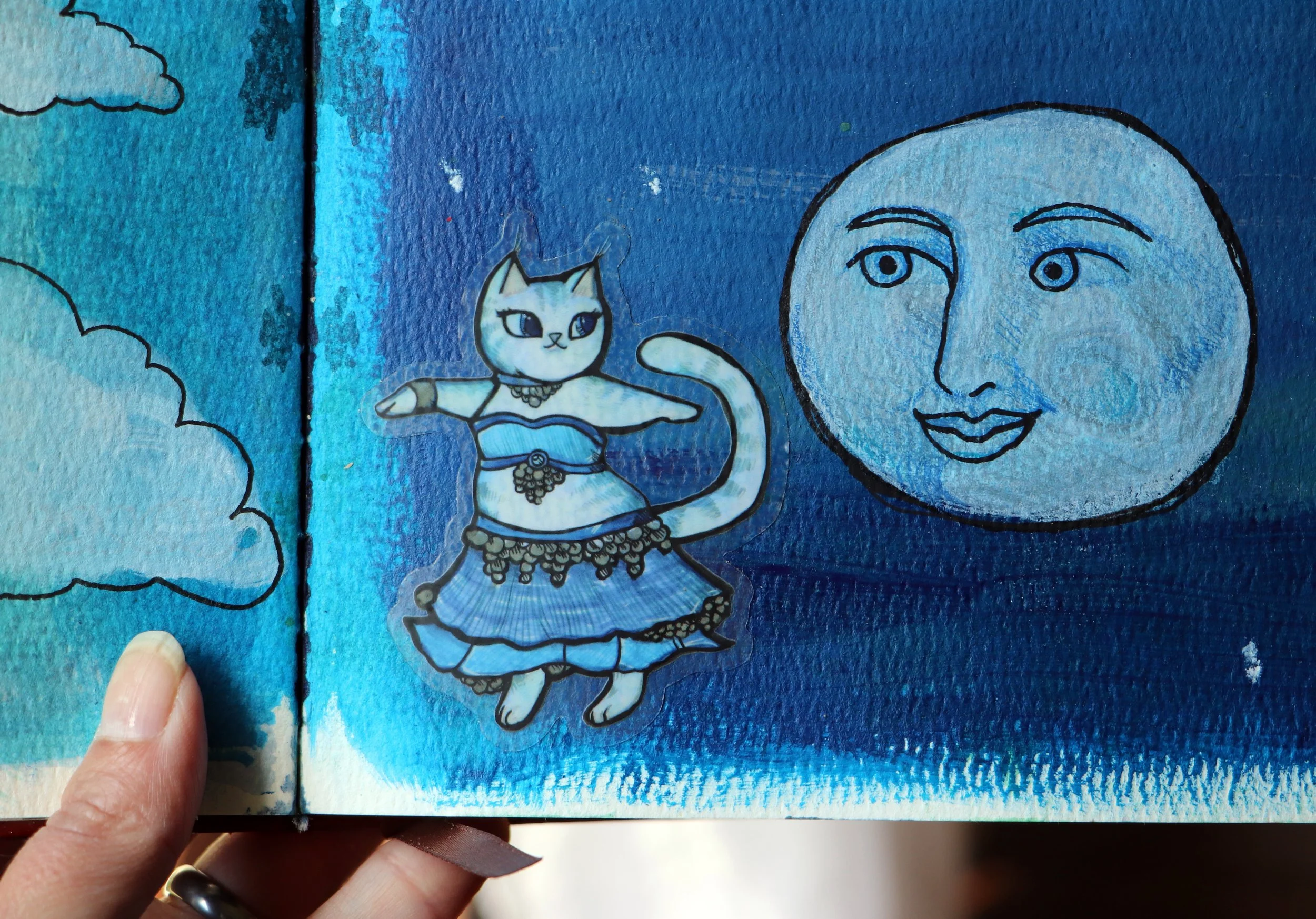 Blue Cat belly Dancer Stickers