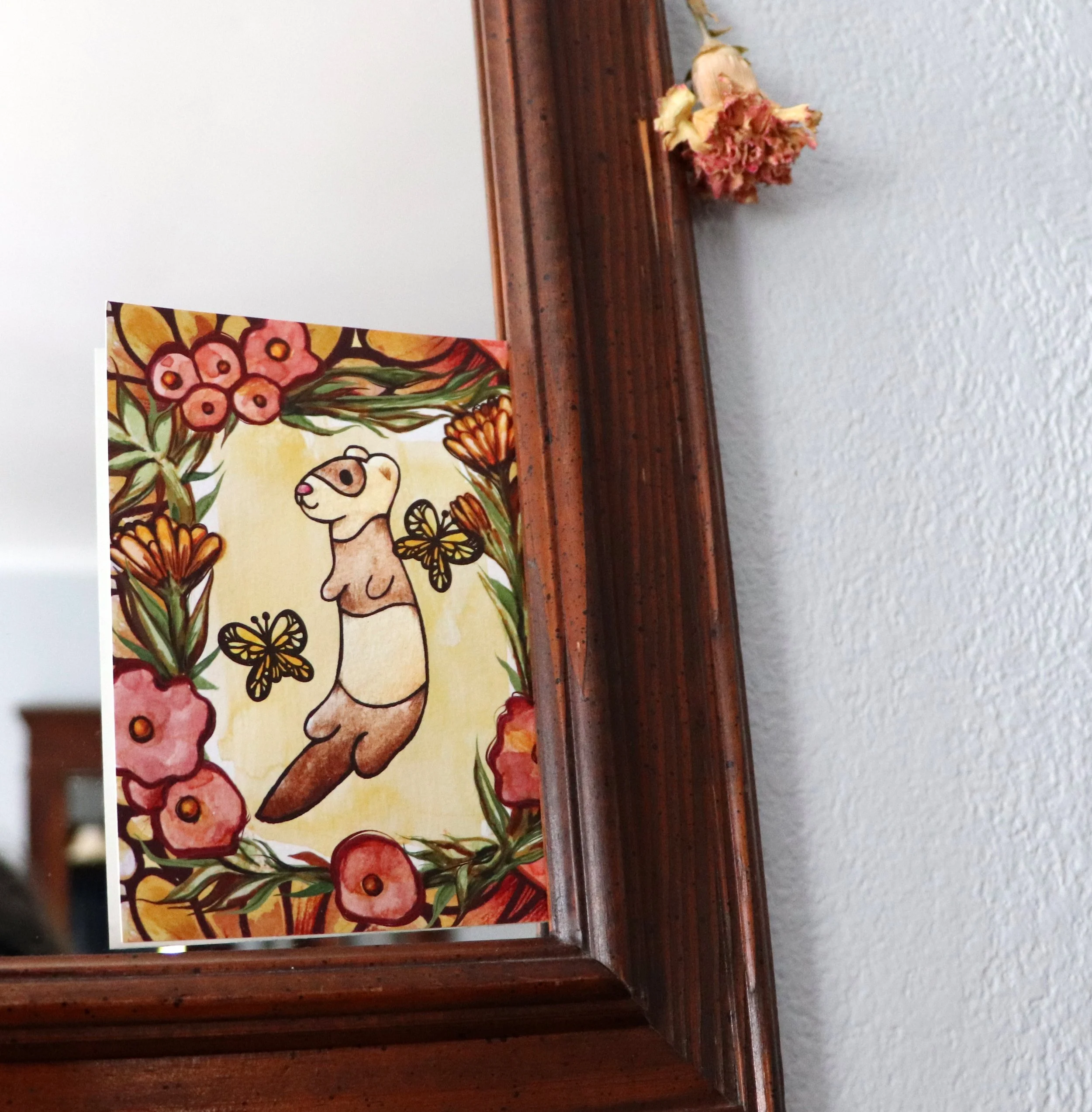 Ferret and Butterflies card