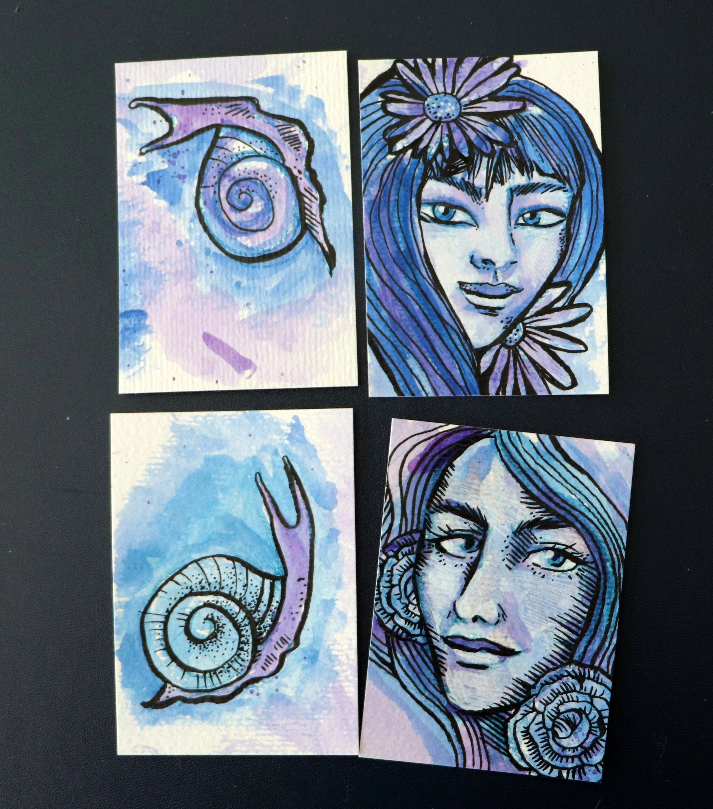 Blue and Purple ACEO art