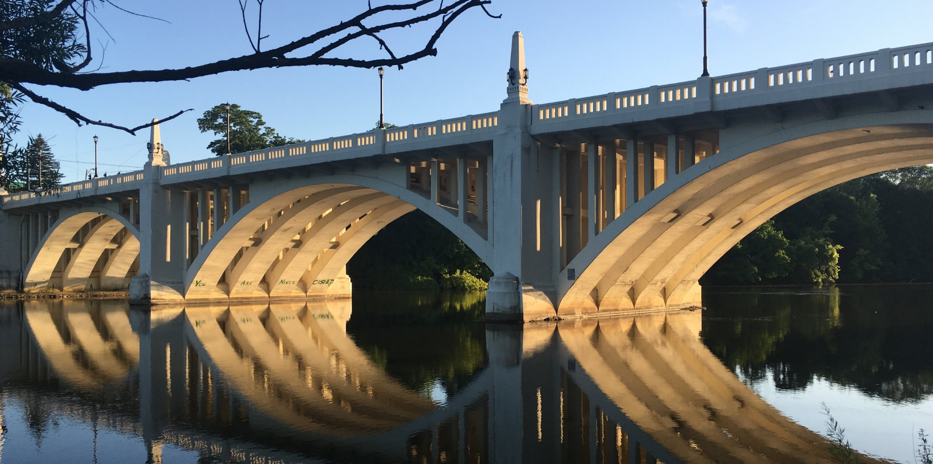 you are never cashed Twyckenham Bridge, South Bend, Indiana — photographed from the Riverwalk near IUSB