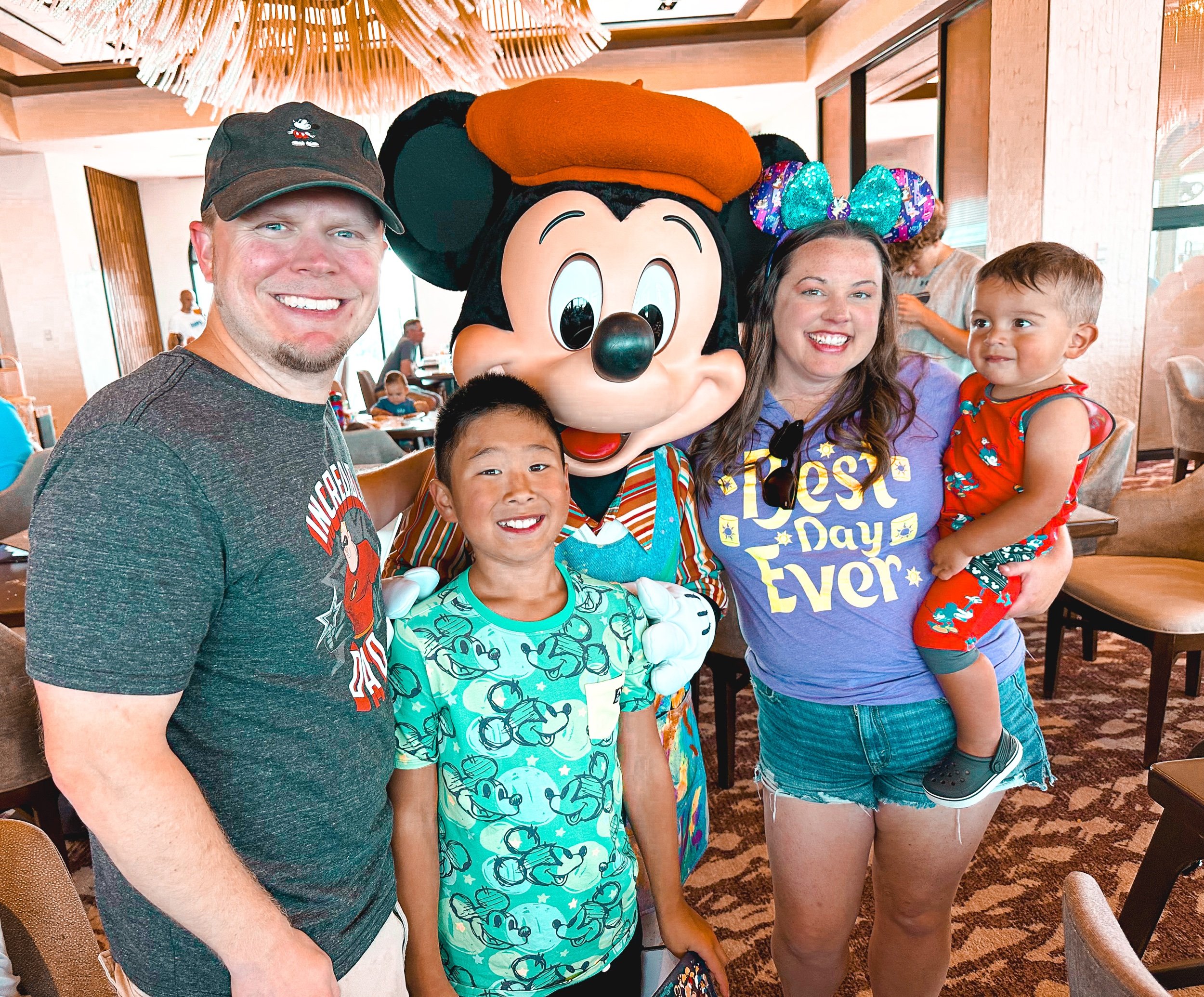 Meeting Mickey Mouse at Topolino’s Terrace. 