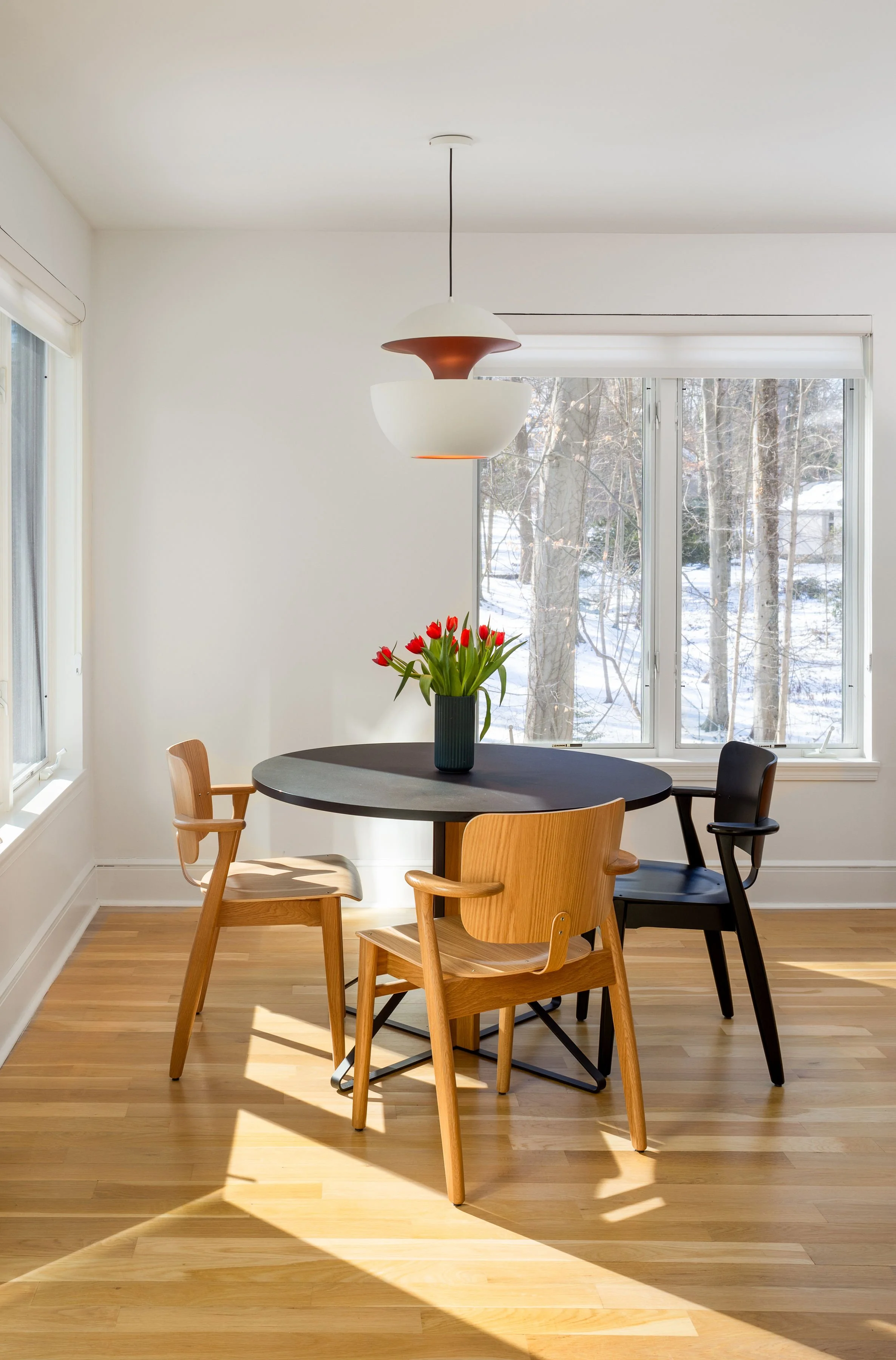 sun-filled sitting area with modern furniture