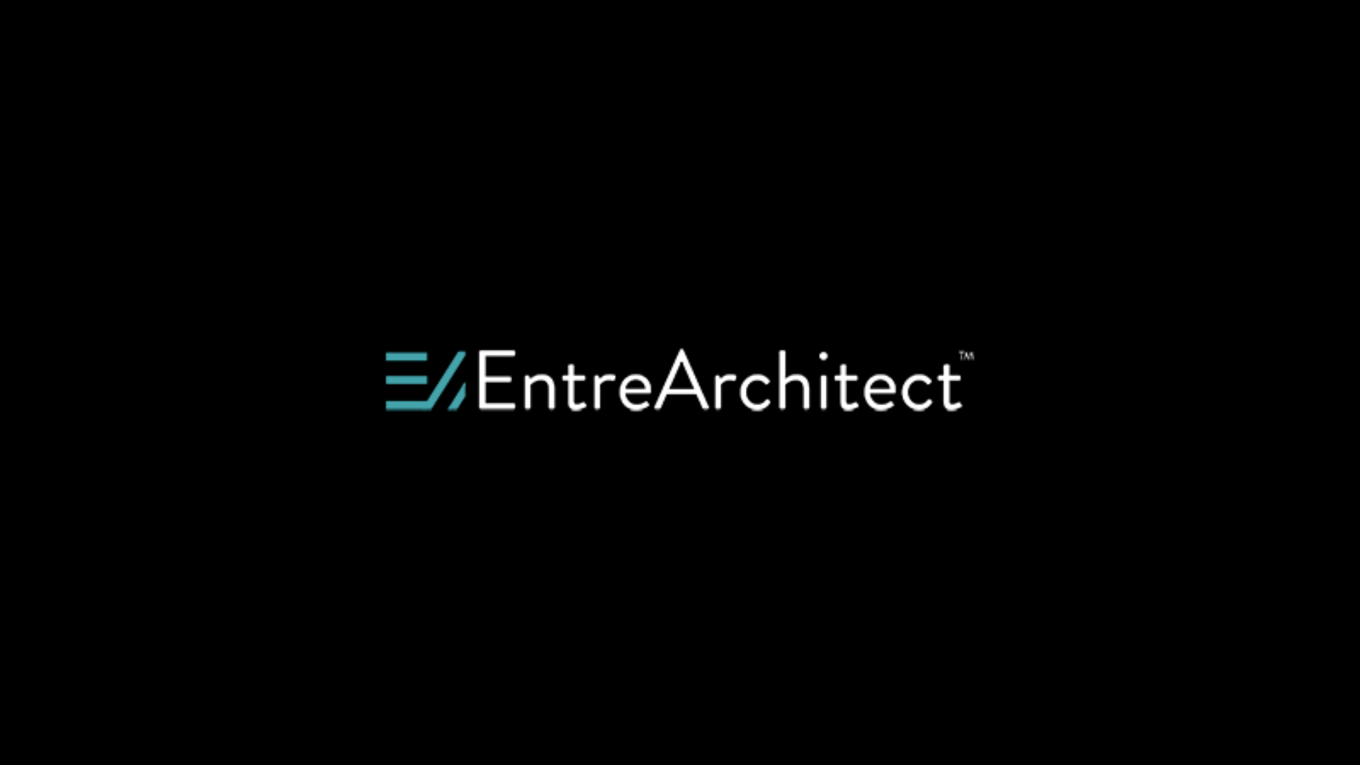 EntreArchitect logo with a black background and a stylized teal and white design.