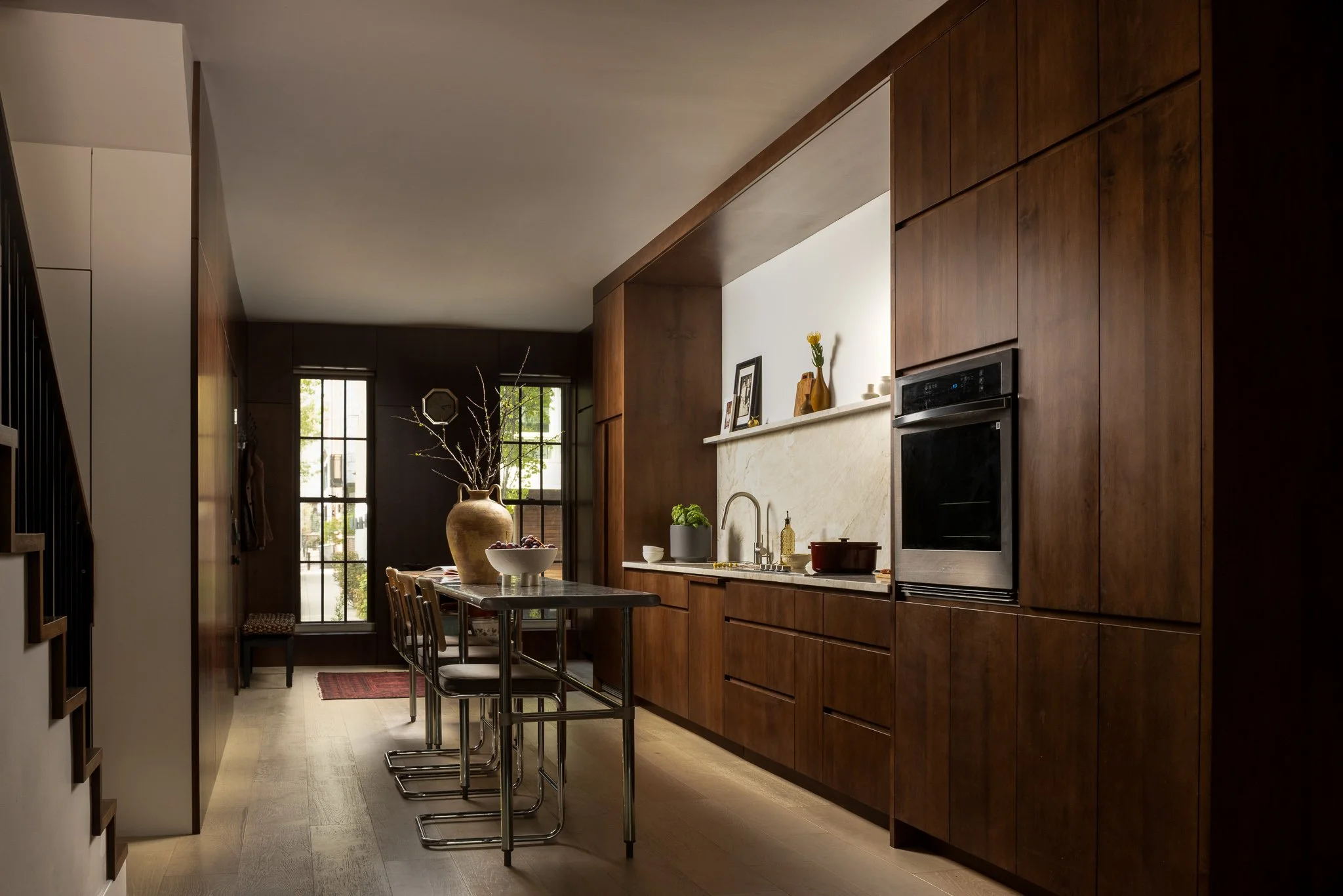 Dark Wood Paneling Kitchen Philadelphia Rowhouse