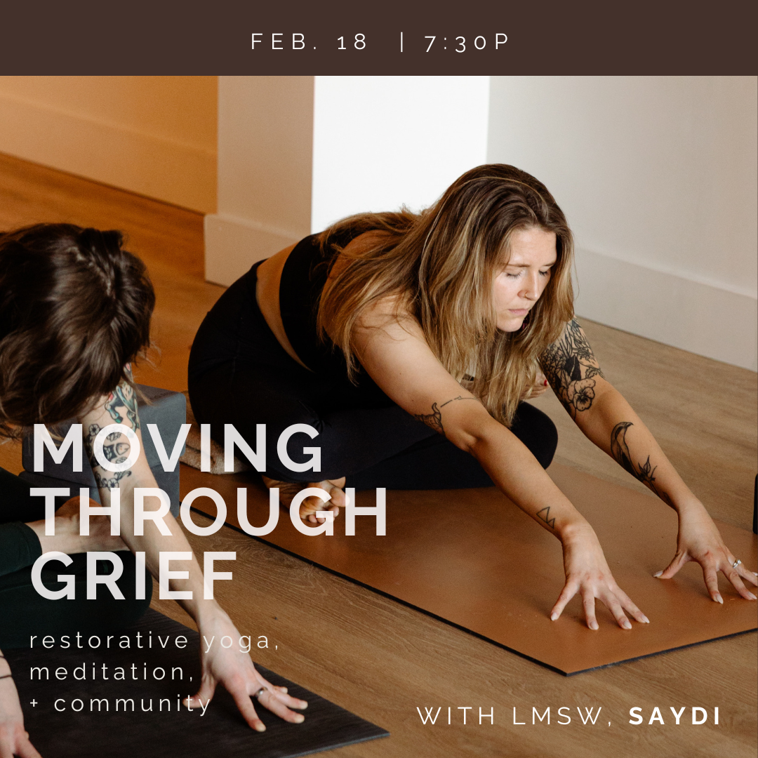 Saydi, LMSW in a restorative yoga posture