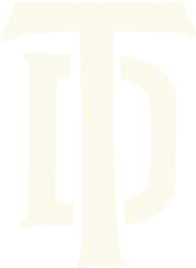 Large white letter T on a black background