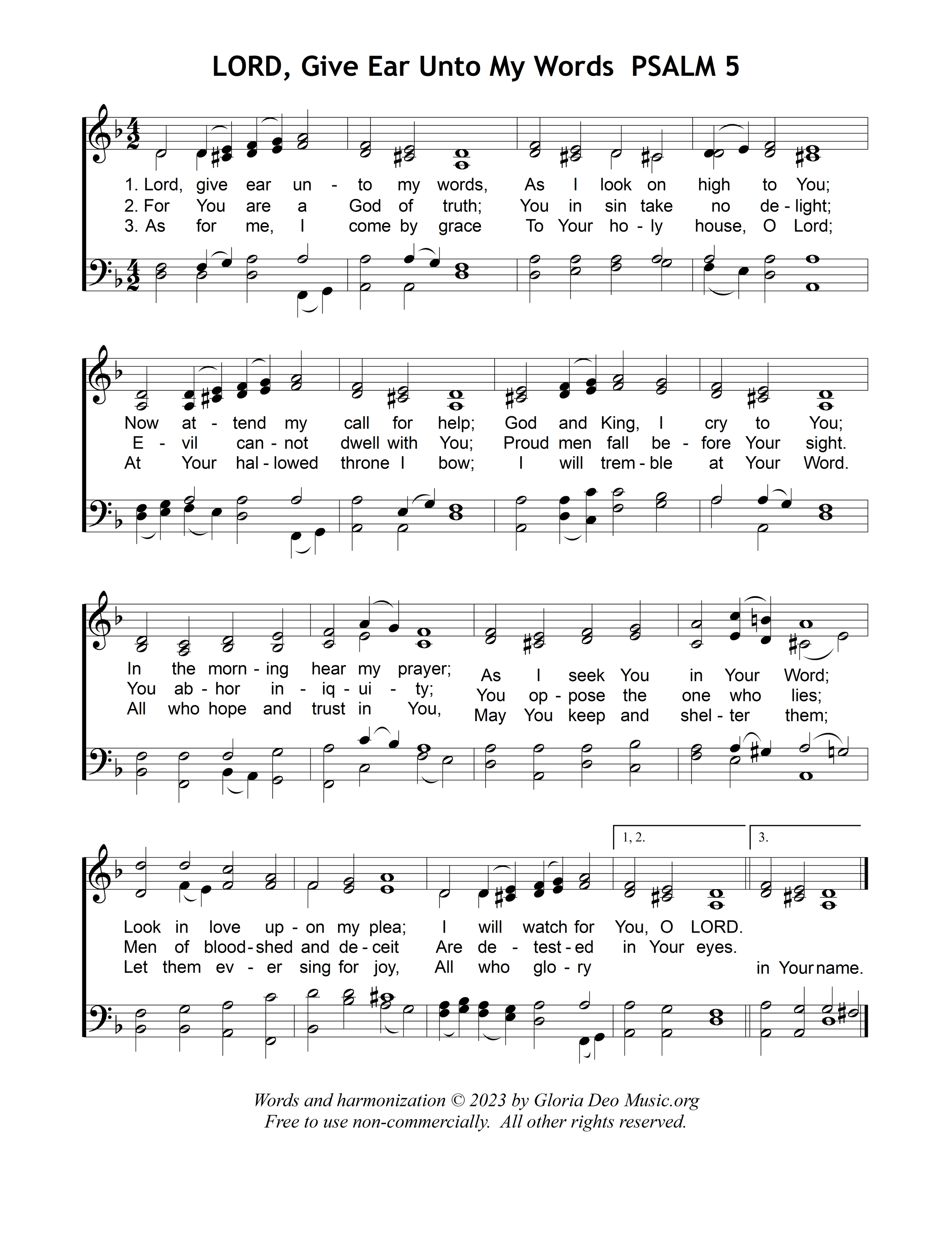 LORD, Give Ear Unto My Words  PSALM 5 (FREE DOWNLOAD)