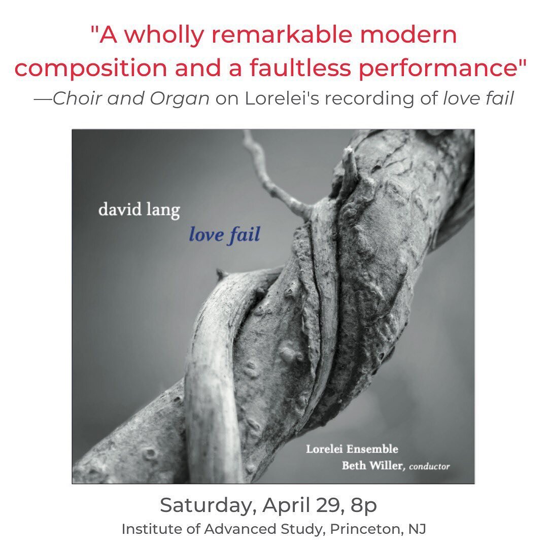 Don&rsquo;t miss this season&rsquo;s ONLY opportunity to hear Lorelei perform David Lang's &quot;love fail&quot; in person!
Sat, Apr 29, 8p

For the first time since our 2020 release, Lorelei will perform love fail in its entirety.

Join Pulitzer Pri