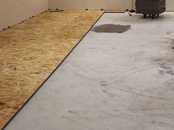 Managed to get half the shop floor covered today. #dreamshop #renovation