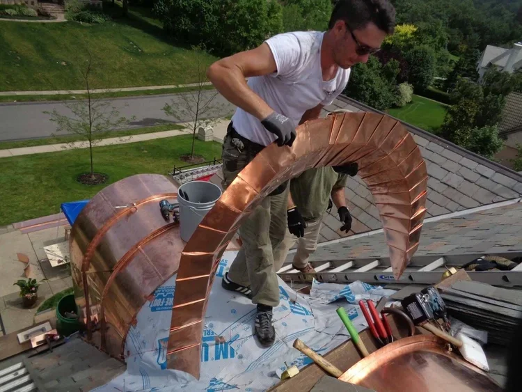 Jenkins slate roofing copper window frame