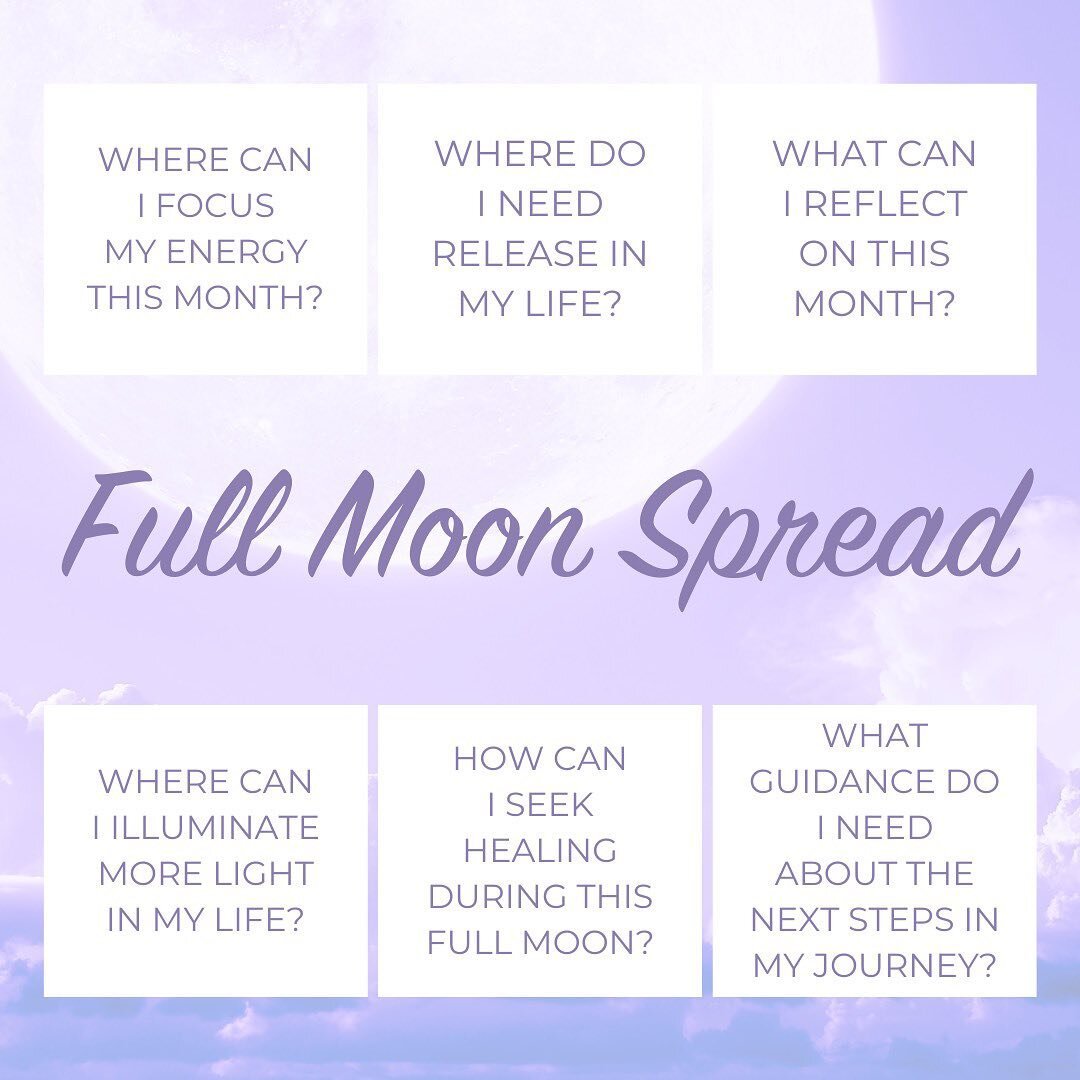 FULL MOON SPREAD - As part of my regular full moon practice I love to use this chart to get clarity around the things in my life. Oracle Cards are something I often use to help with guidance for myself and clients.

What is your full moon ritual like