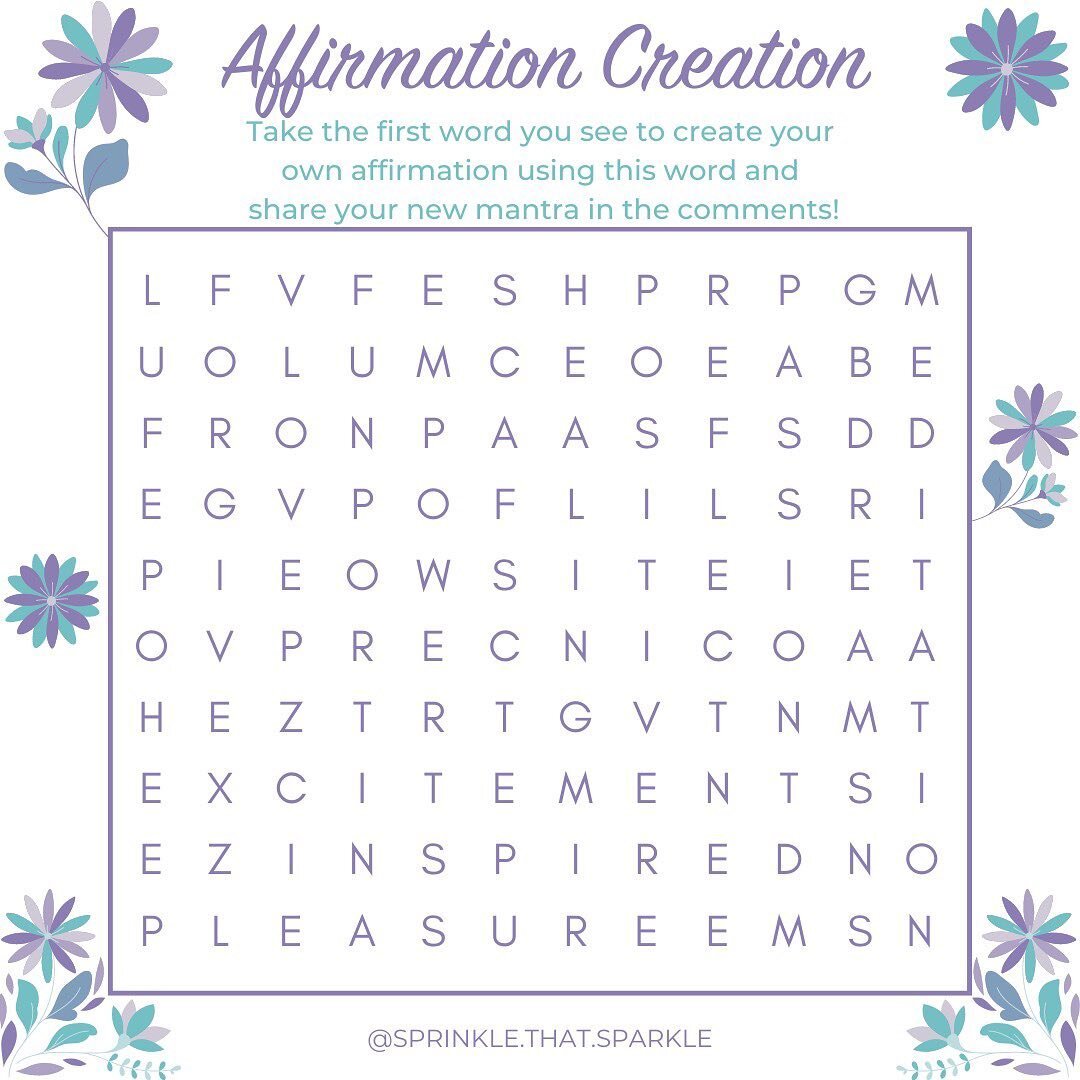 AFFIRMATION CREATION

Take the first word you see to create your own affirmation using this word and share your new mantra in the comments!

#energyiseverything
#energymedicine
#energywork
#enlightenment
#grounding
#healyourself
#healer
#healing
#hea