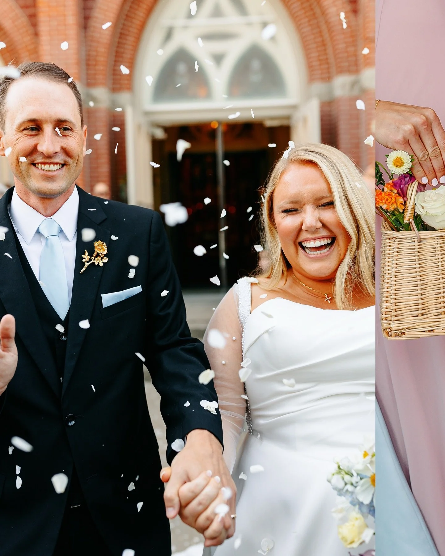 Slide 1 &rarr; Petal toss magic outside the church 🌸
Slide 2 &rarr; Olivia, glowing like she was made for this day ✨
Slide 3 &rarr; Zach, looking sharp and steady
Slide 4 &rarr; Bridesmaids&rsquo; first look (their reaction says it all!) and the who