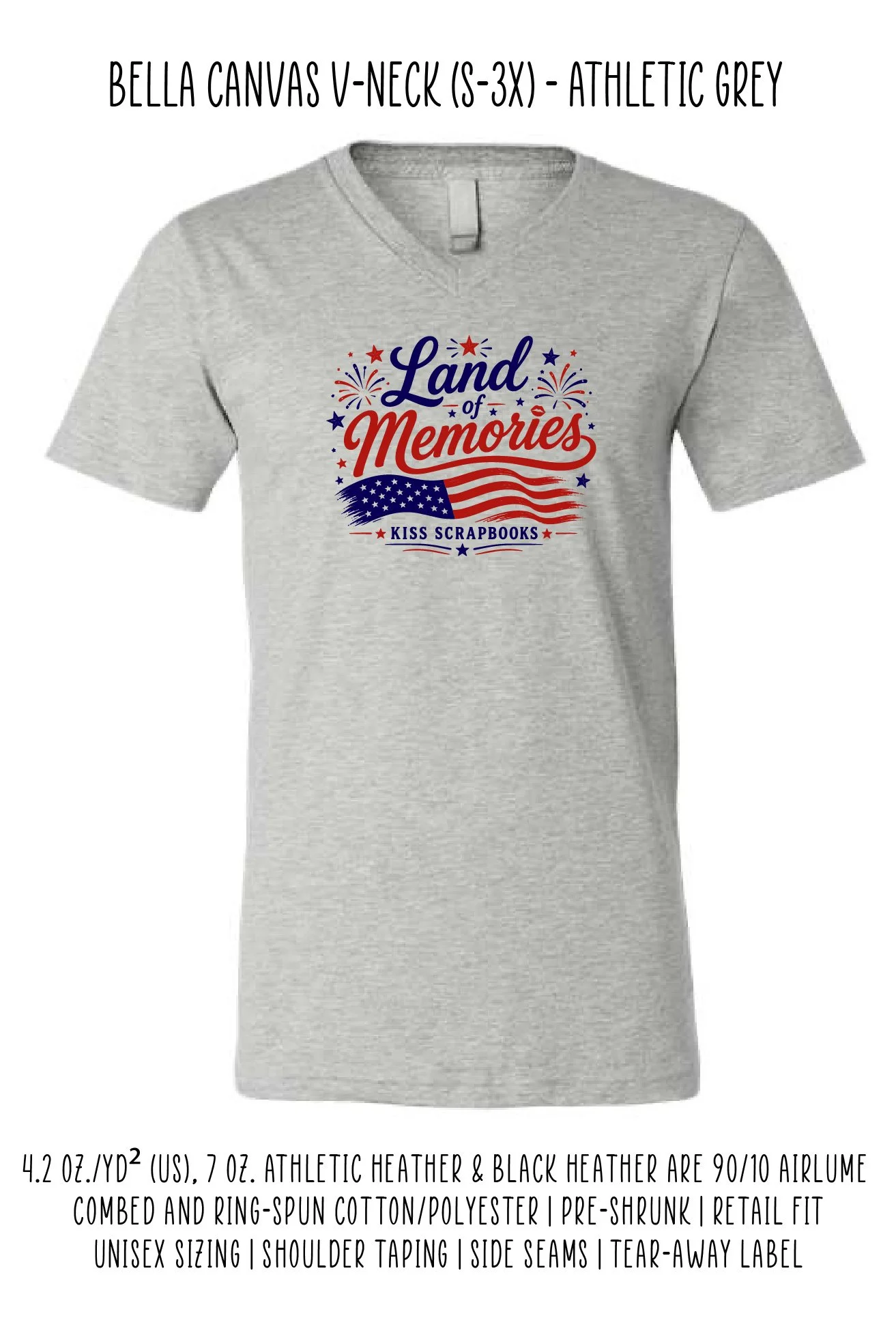 Land of Memories Bella Canvas V-Neck - Athletic Heather Grey