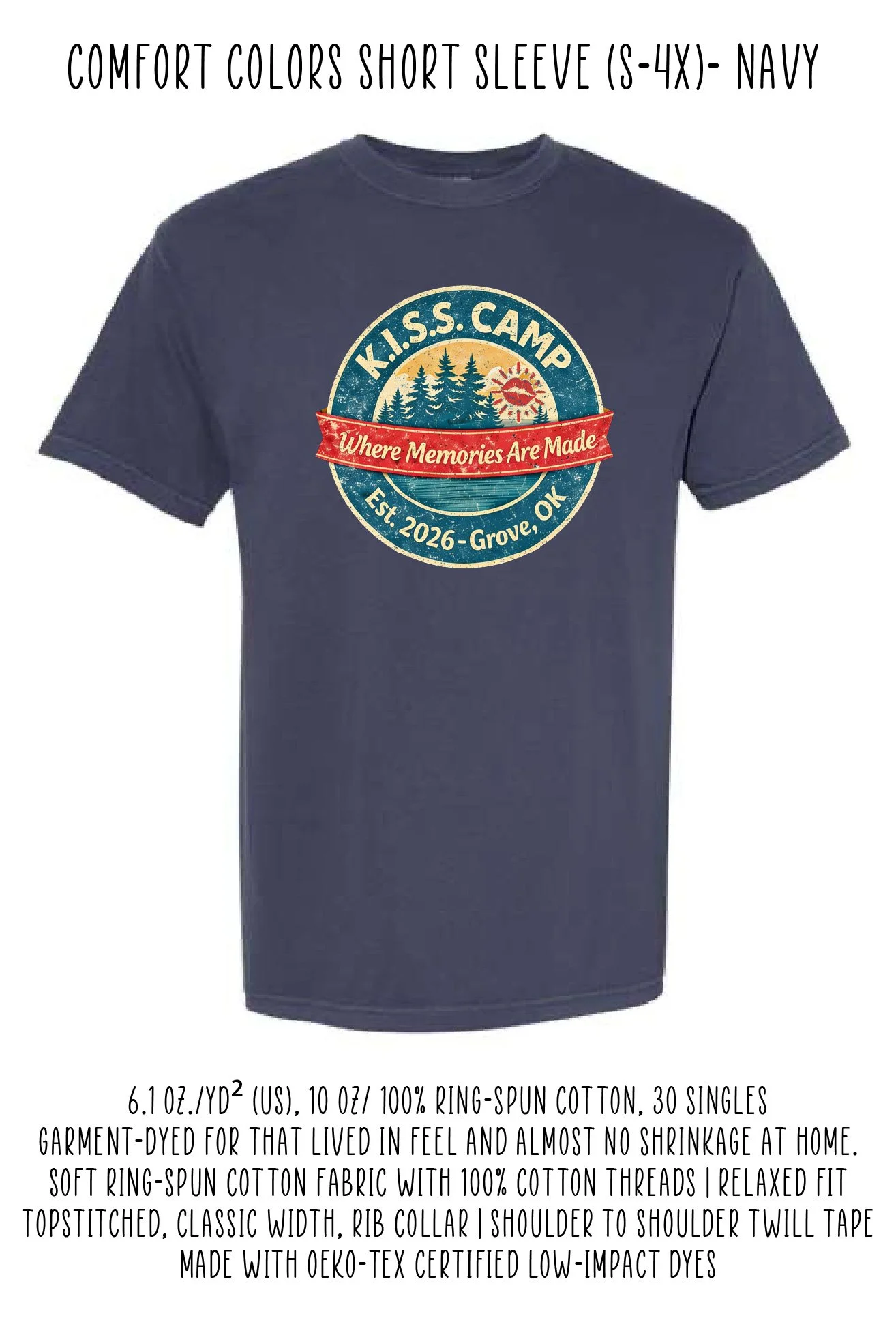 KISS Camp Comfort Colors Short Sleeve - Navy