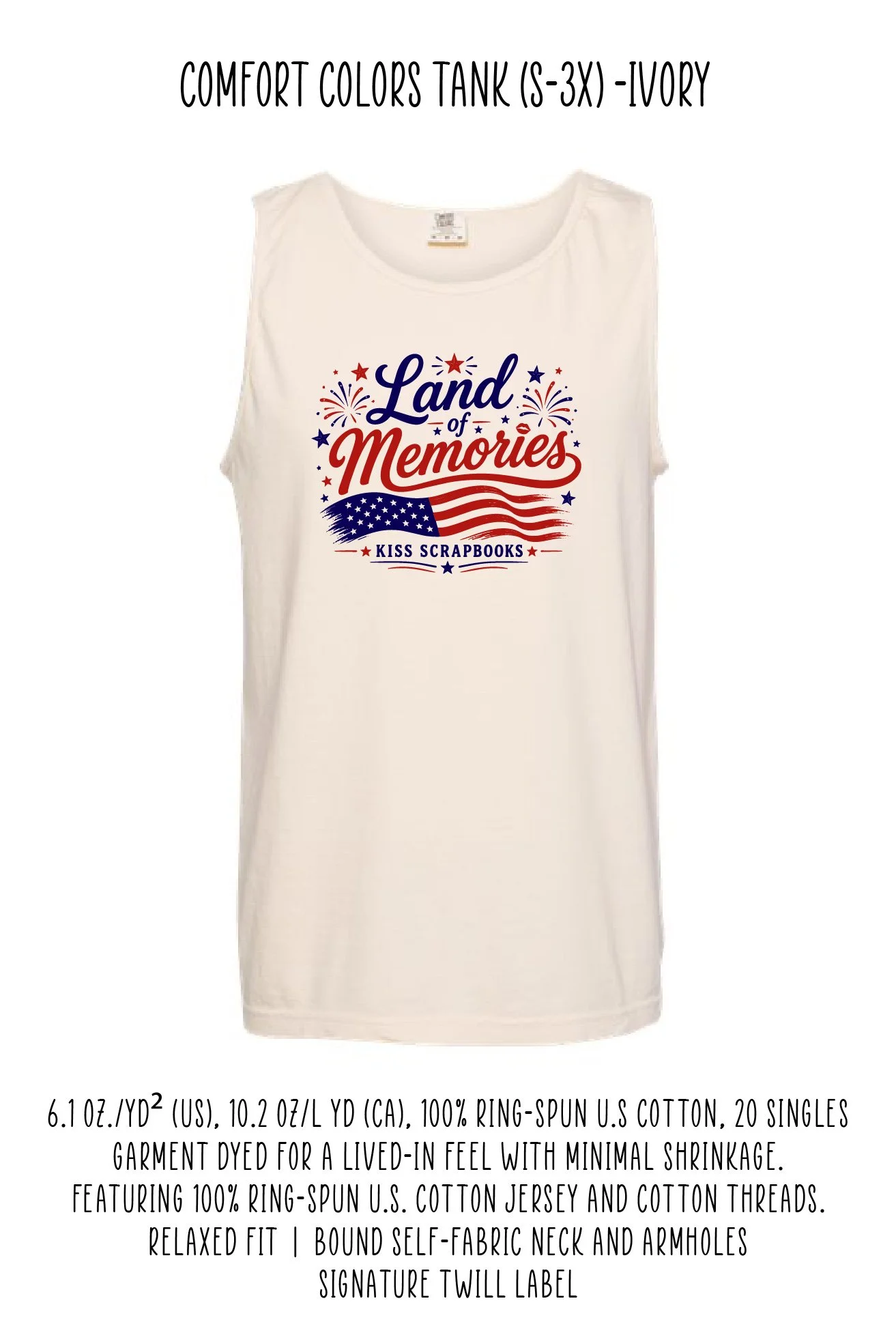 Land of Memories Comfort Colors Tank - Ivory