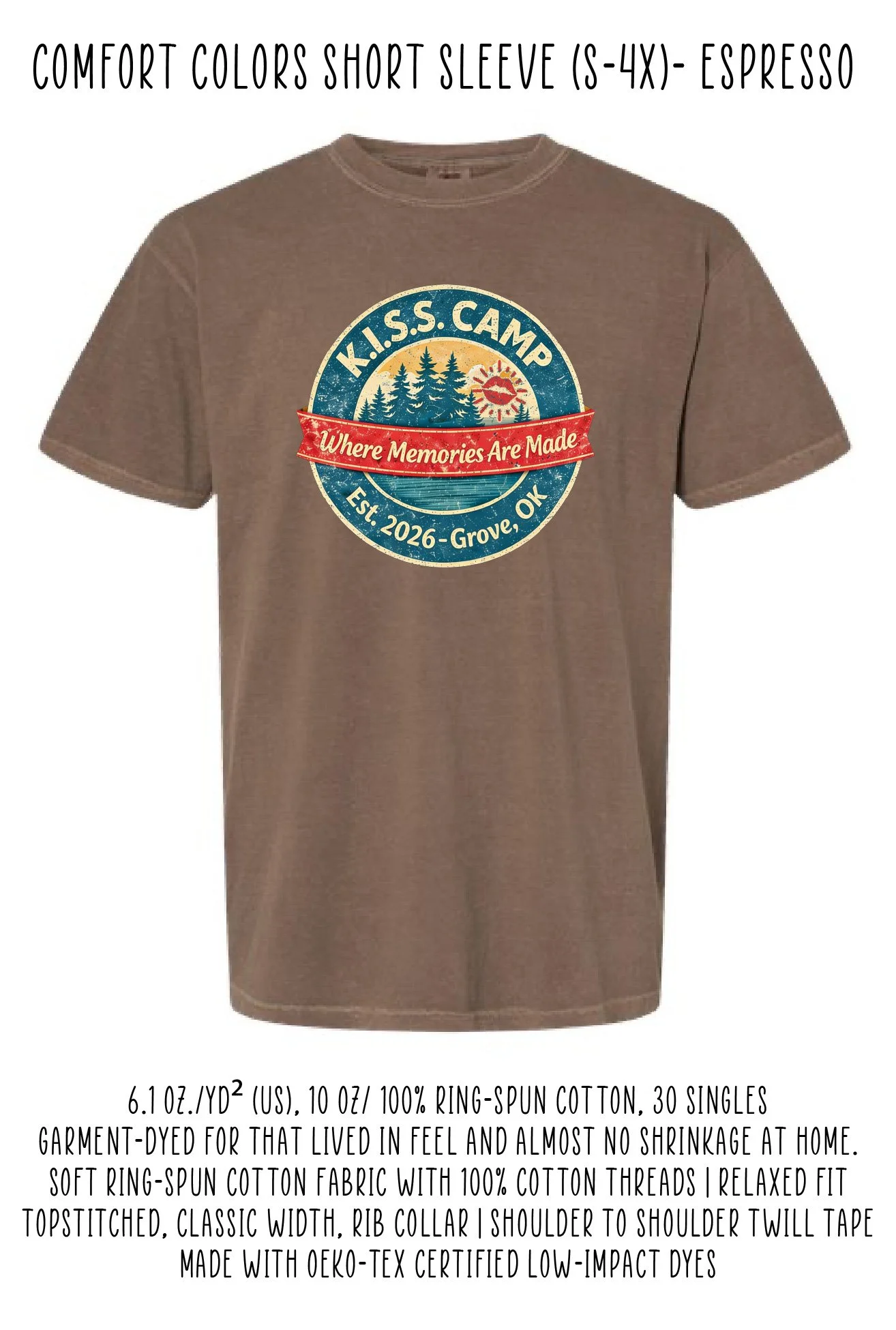 KISS Camp Comfort Colors Short Sleeve - Espresso