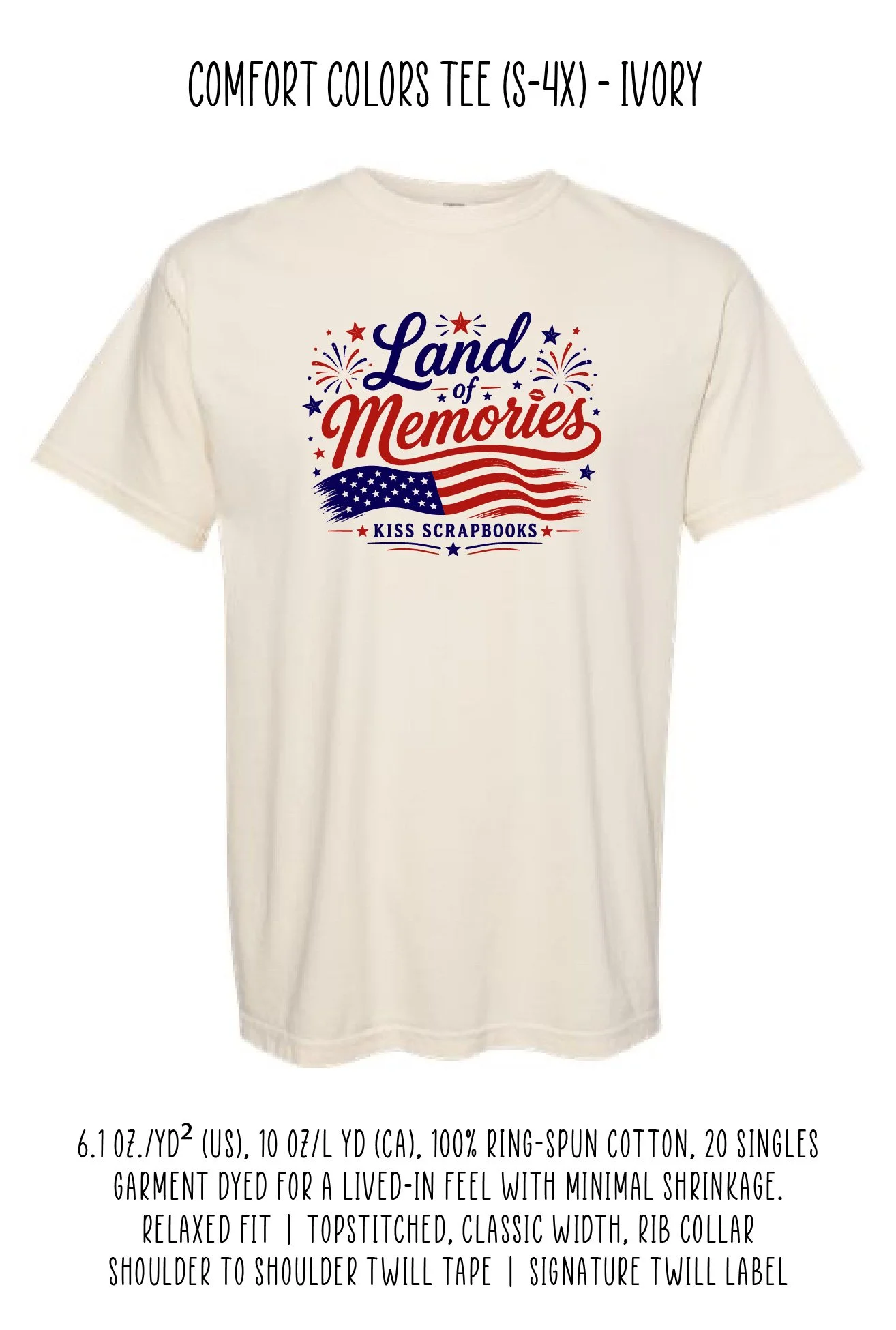 Land of Memories Comfort Colors Short Sleeve - Ivory