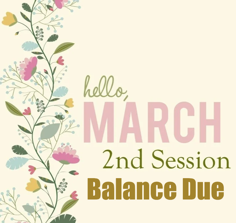 March 2nd Session 2026 Branson Balance Due