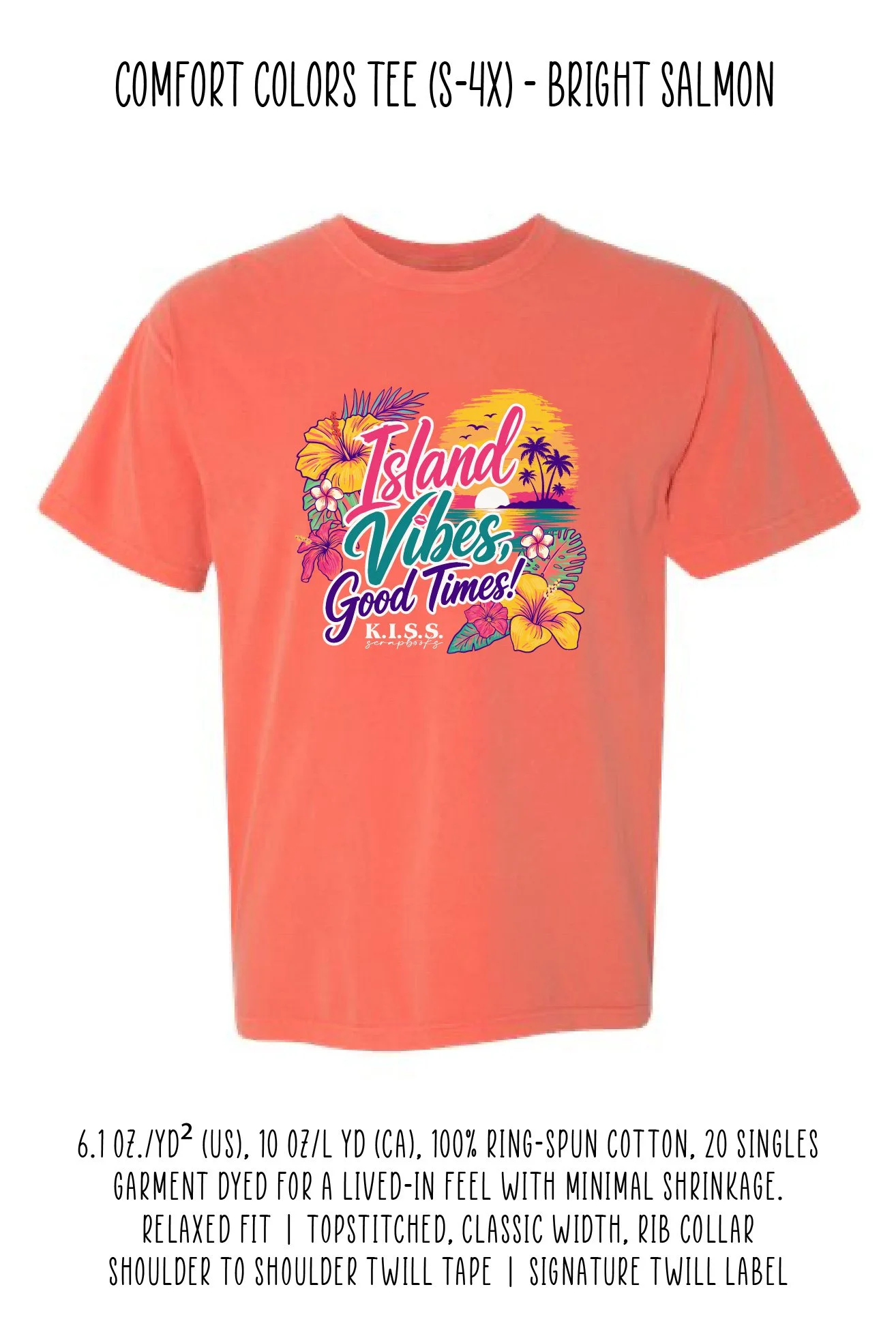 Island Vibes Comfort Colors Short Sleeve - Bright Salmon