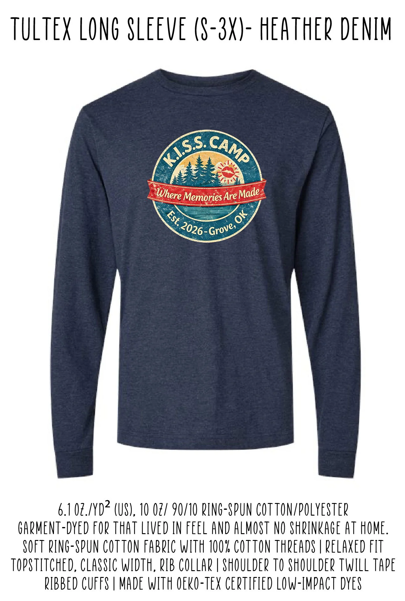 KISS Camp Long Sleeve Tultex  Heather Denim