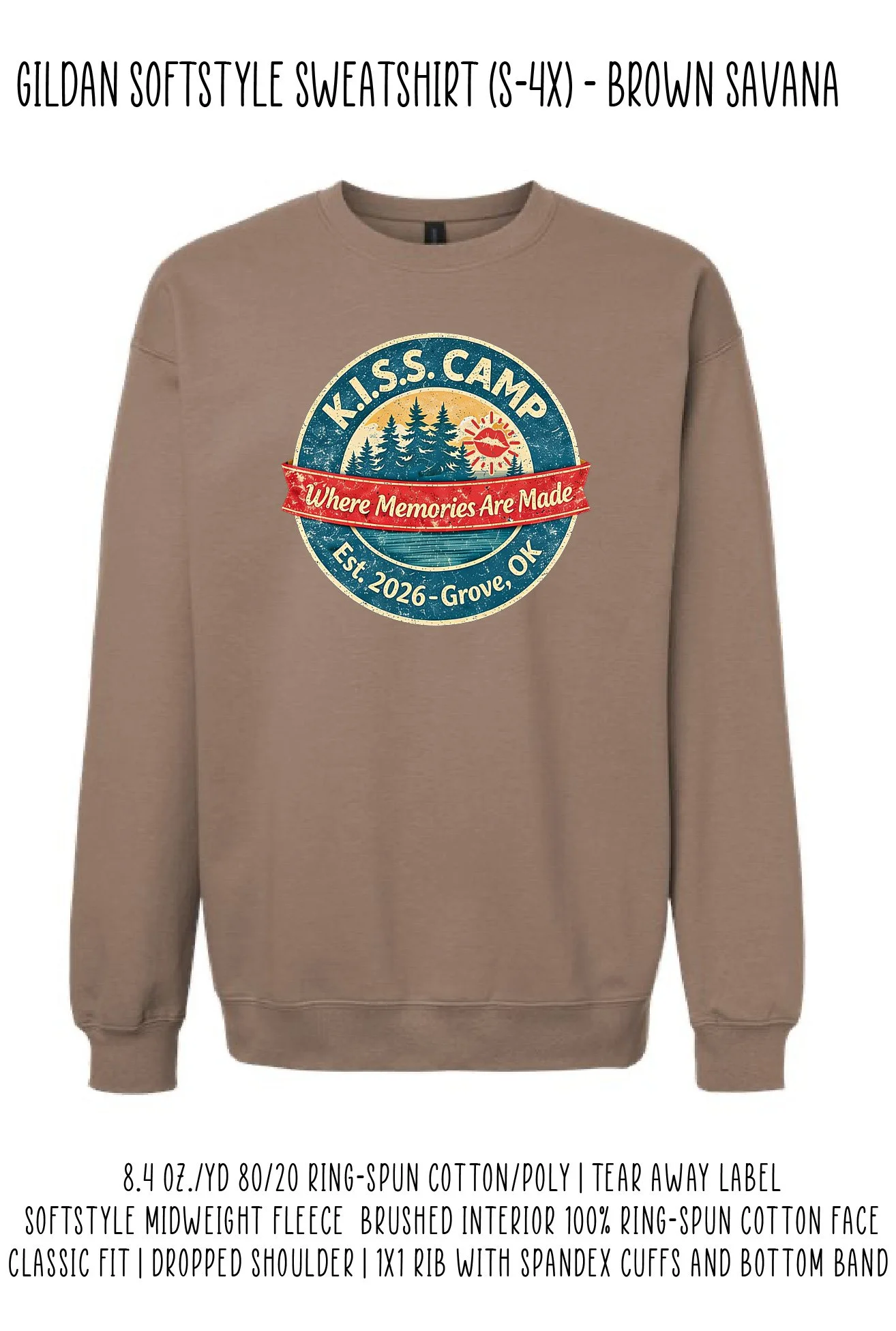KISS Camp Gildan Sweatshirt - Brown Savana