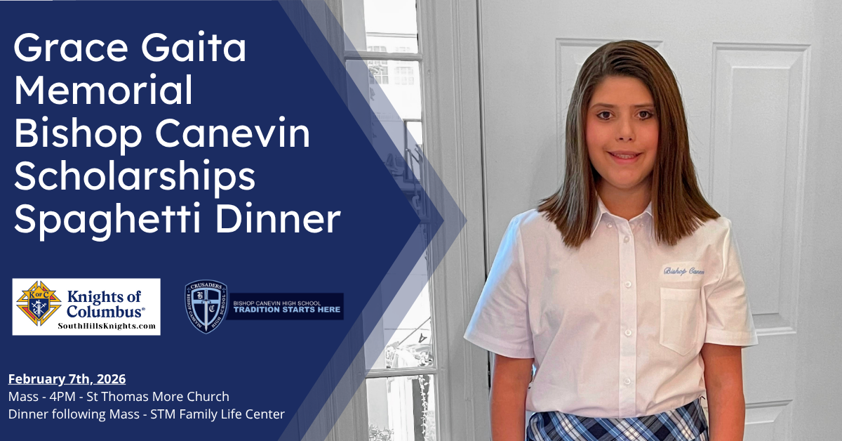 2026 Grace Gaita Memorial Bishop Canevin Scholarships Spaghetti Dinner