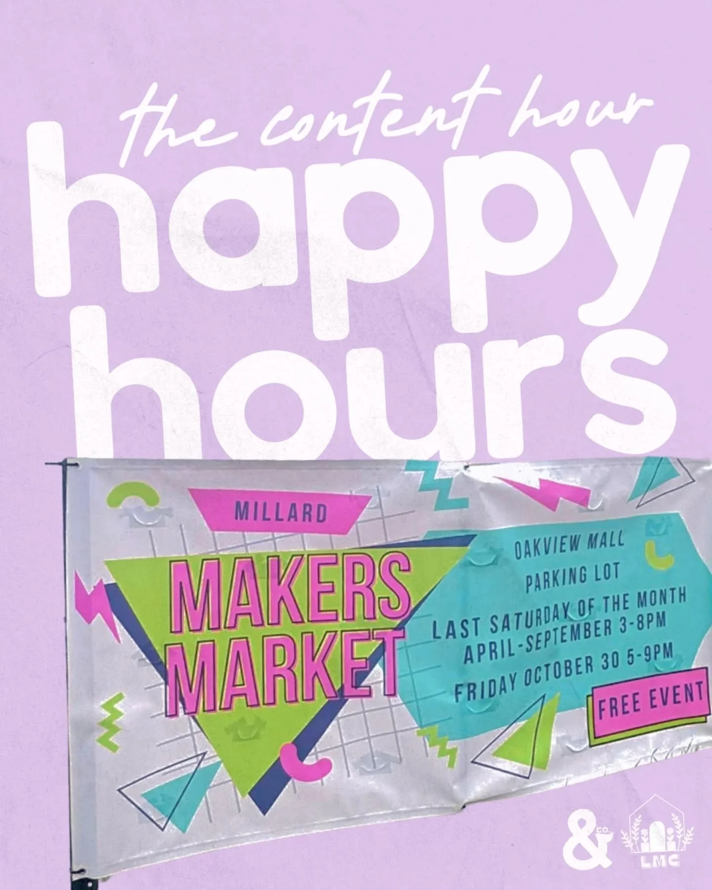 Just a couple weeks until the first Millard Makers Market of the season! 

VENDORS 📣 don't forget to order your Content Happy Hour with Chelsi of @theandcostudio 

5 dates available:
April 25, May 30, June 27th, July 25, August 29th 

Bundle all 5 d