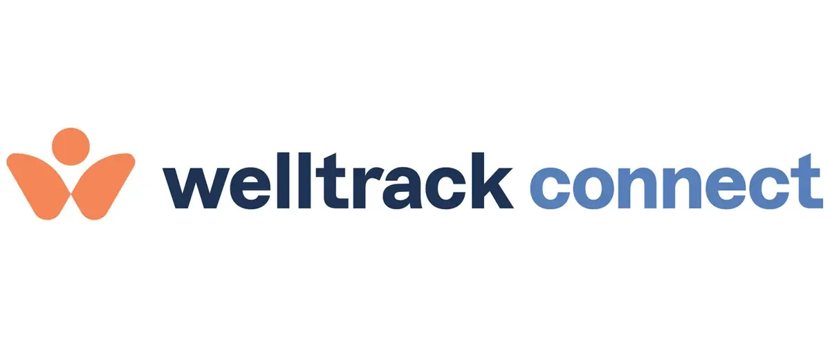 Welltrack Connect logo with a stylized orange icon to the left of the words 'welltrack connect' in blue text.