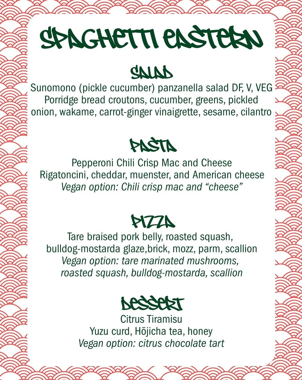 Restaurant Week Shenanigans 
and YES THERE ARE VEGAN OPTIONS 
Available for dine in until after the weekend