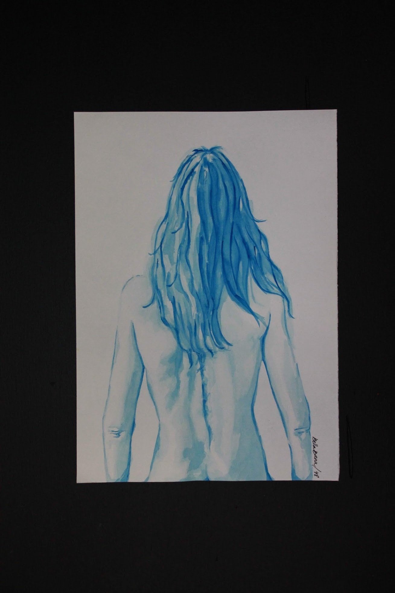 Watercolor on Paper
15x20 cm
"Audition (1)"
Watercolor study of the female body to explore watercolor techniques, and personal reflection of ballet body metrics used in auditions.
