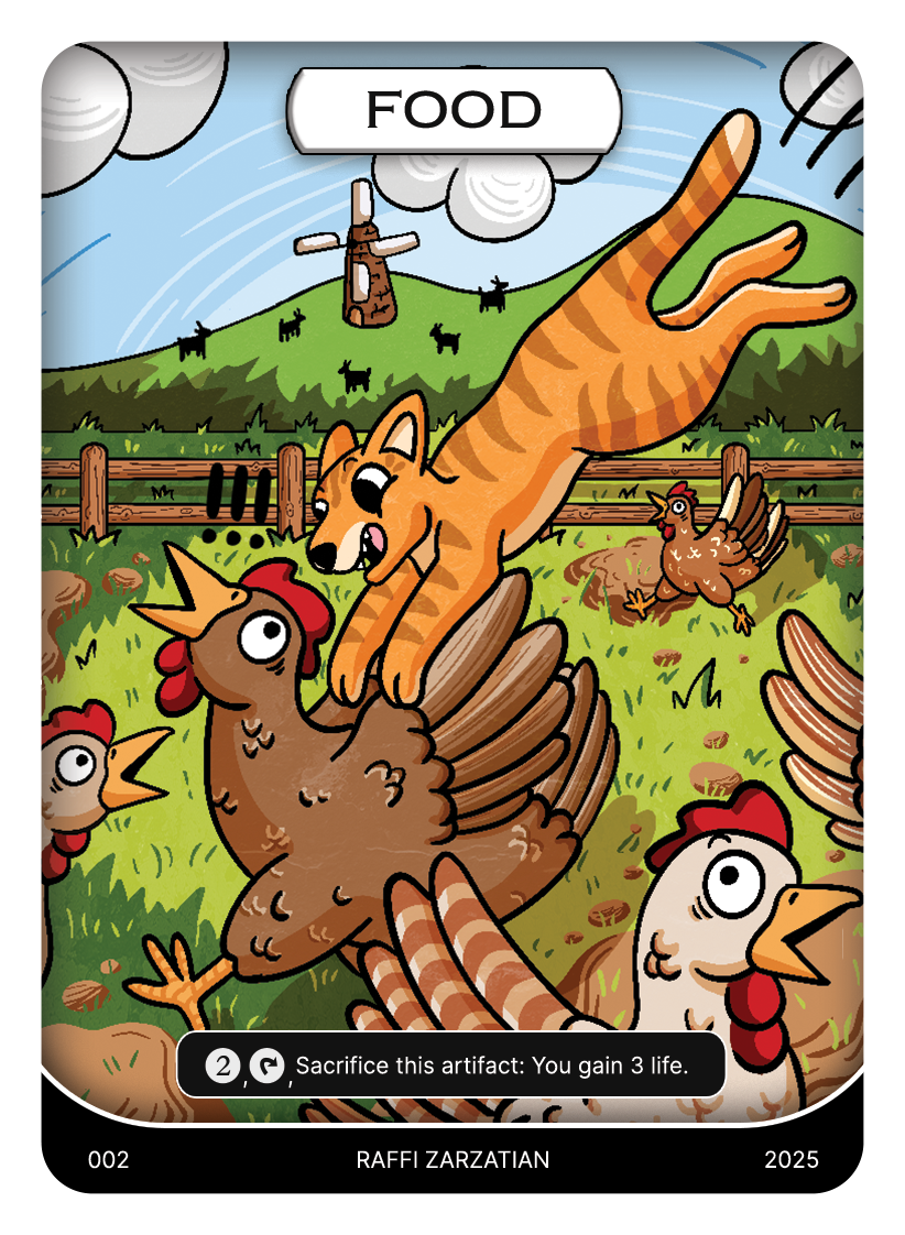 "Food" Token. Illustrated by Raffi Zarzatian, Designed by Fermay Zarzatian.