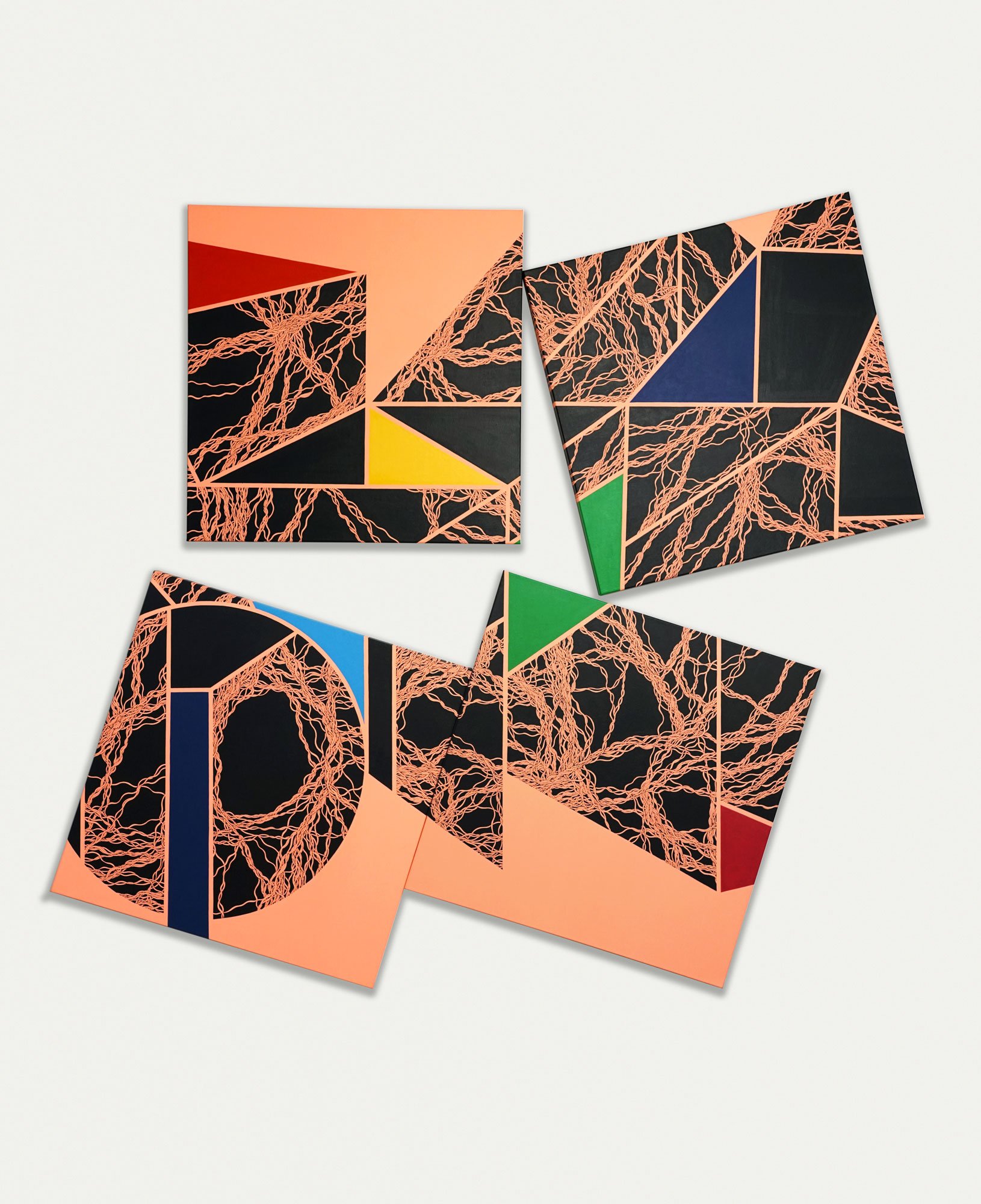 Unpacking the Tangerine, 60" x 62", Acrylic on Canvas, 2025