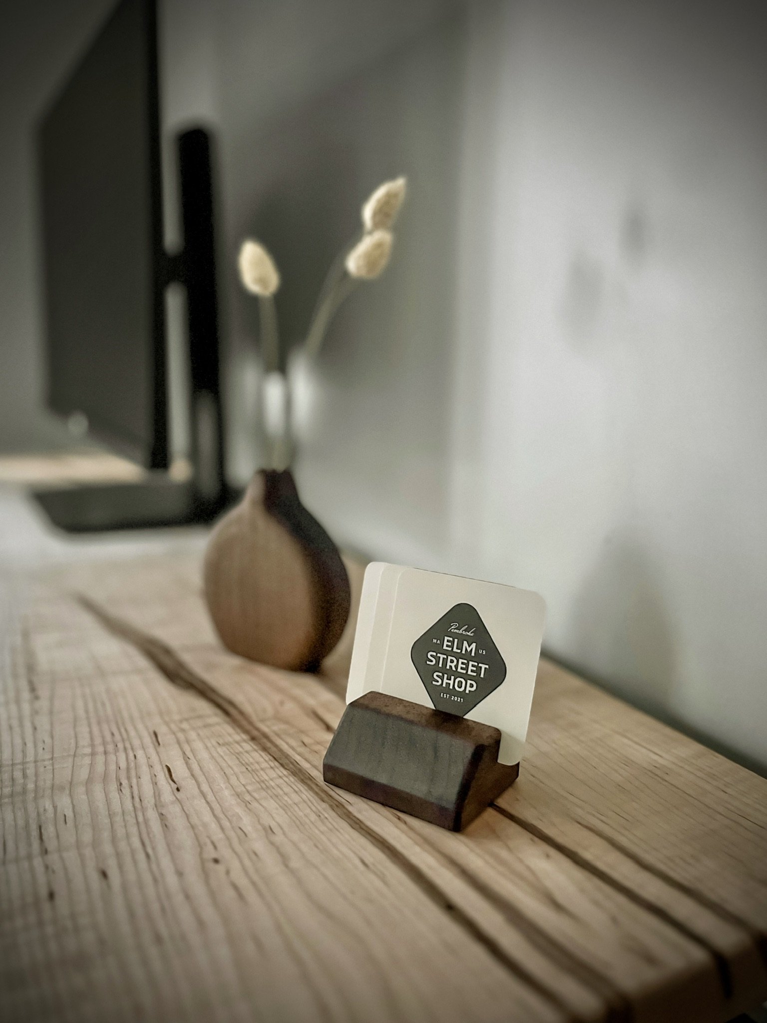 Black Walnut Stem Vase and Business Card Holder