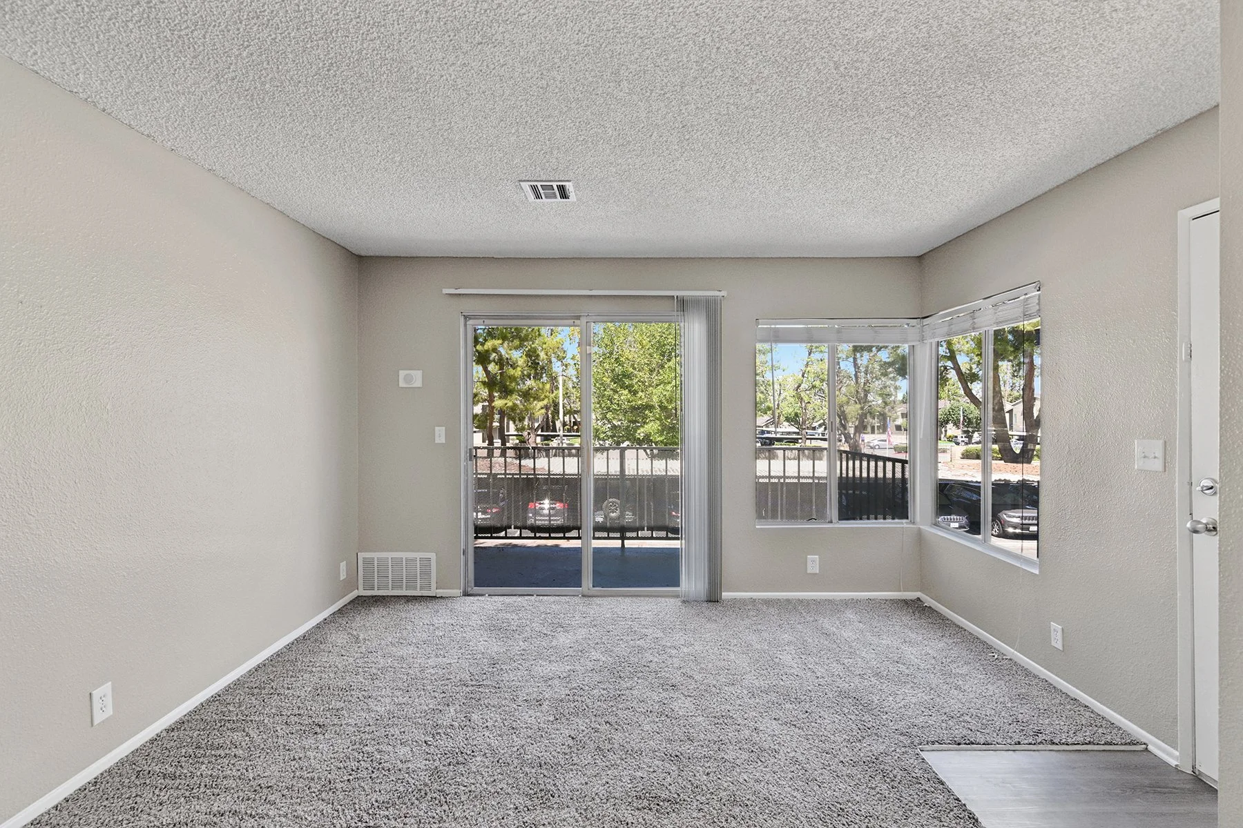 Carpeted Living Room with Patio Access