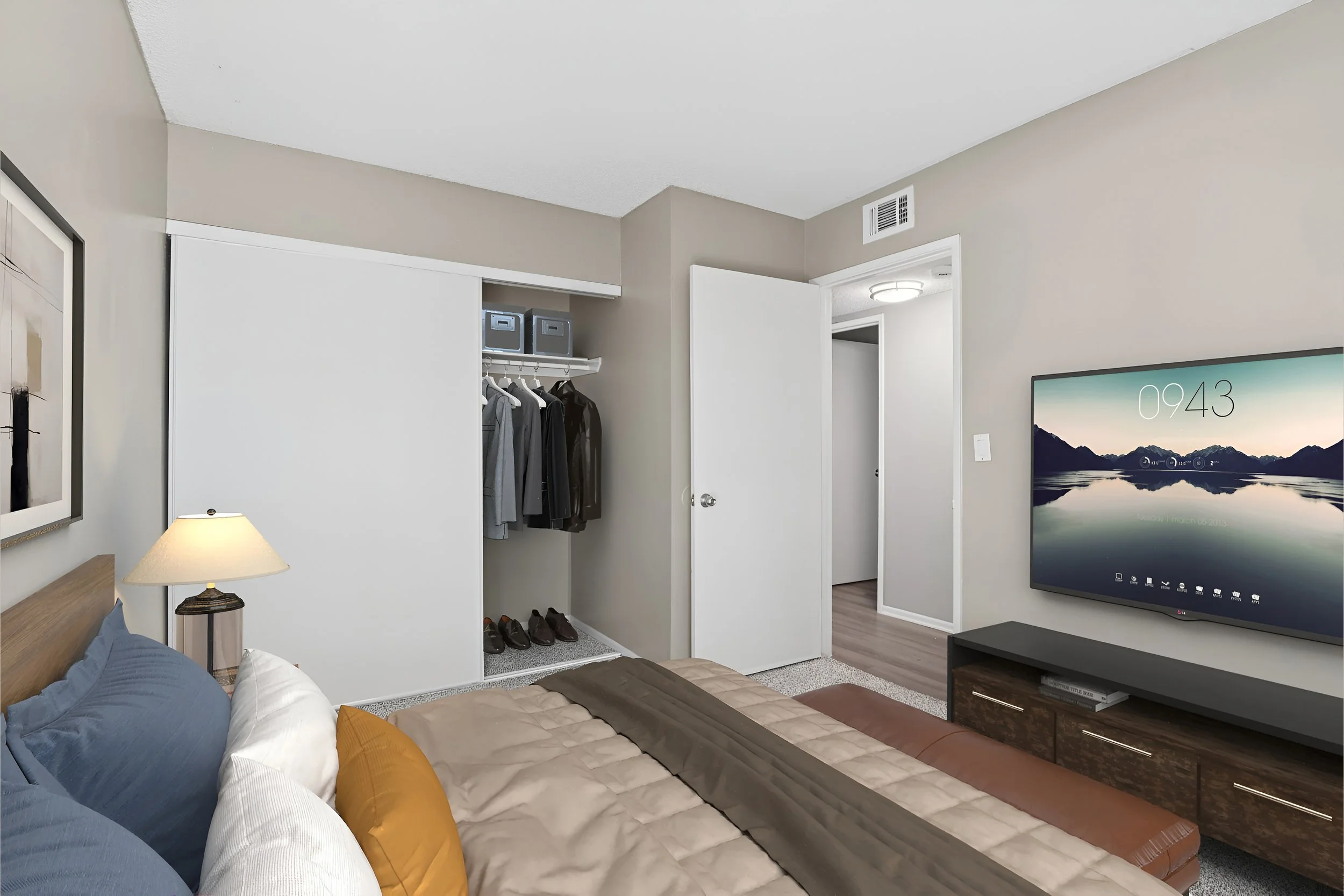 Another view of our 2nd bedroom in the 2x2 unit. Lots of closet space. 